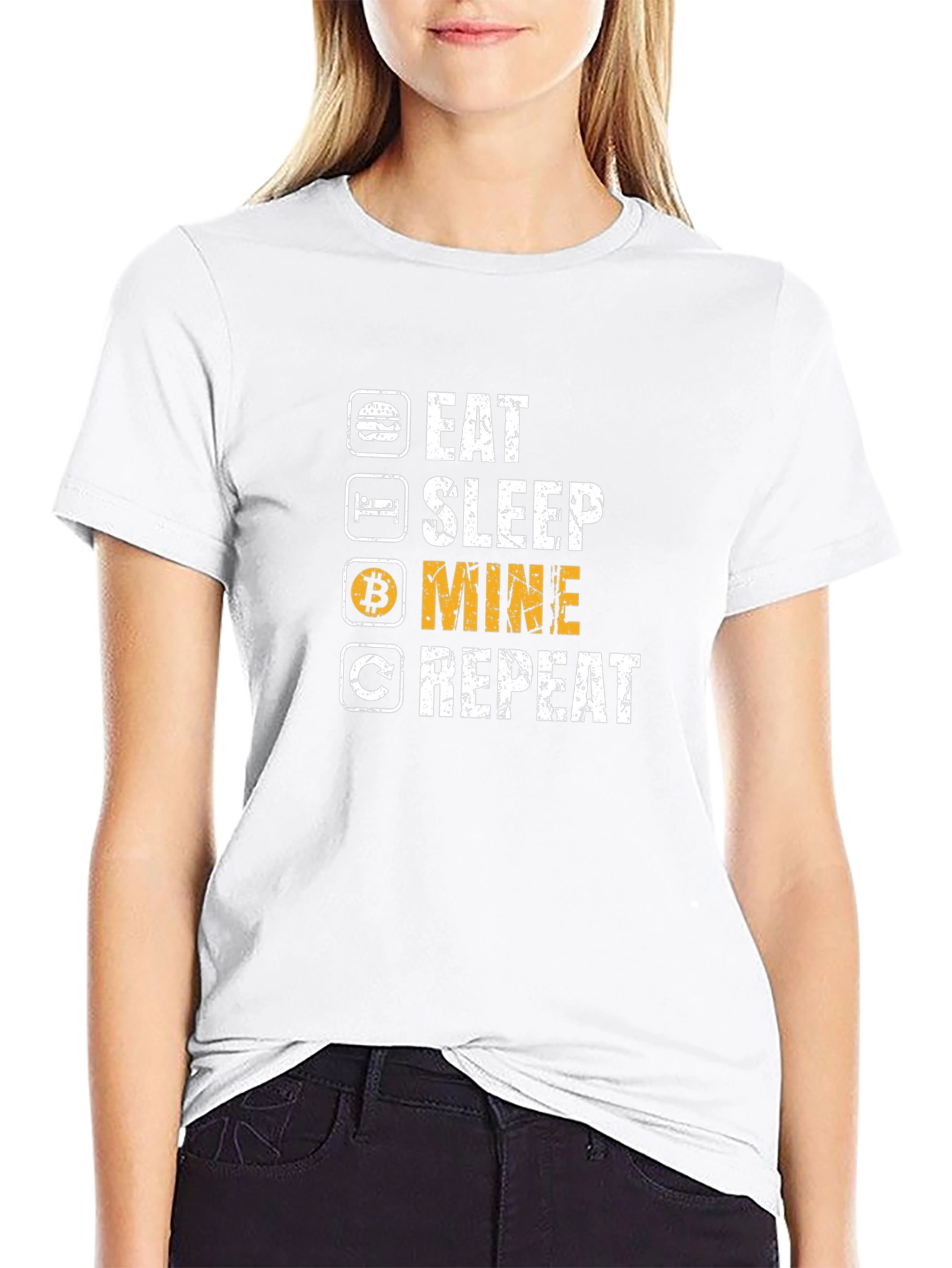 Eat Sleep Mine Repeat Bitcoin Crypto T-Shirt