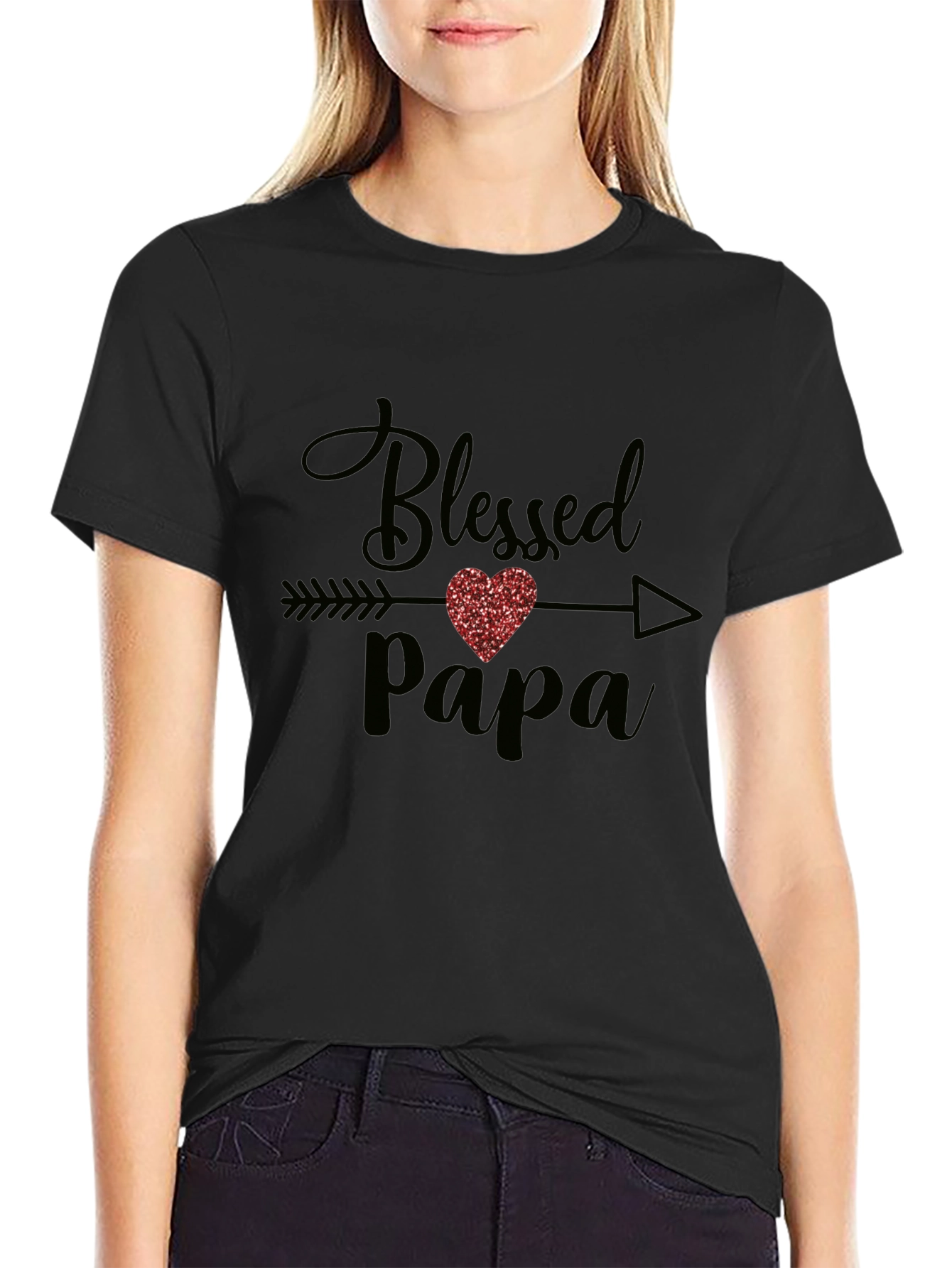 Blessed Papa T-Shirt - Cute Heart Design