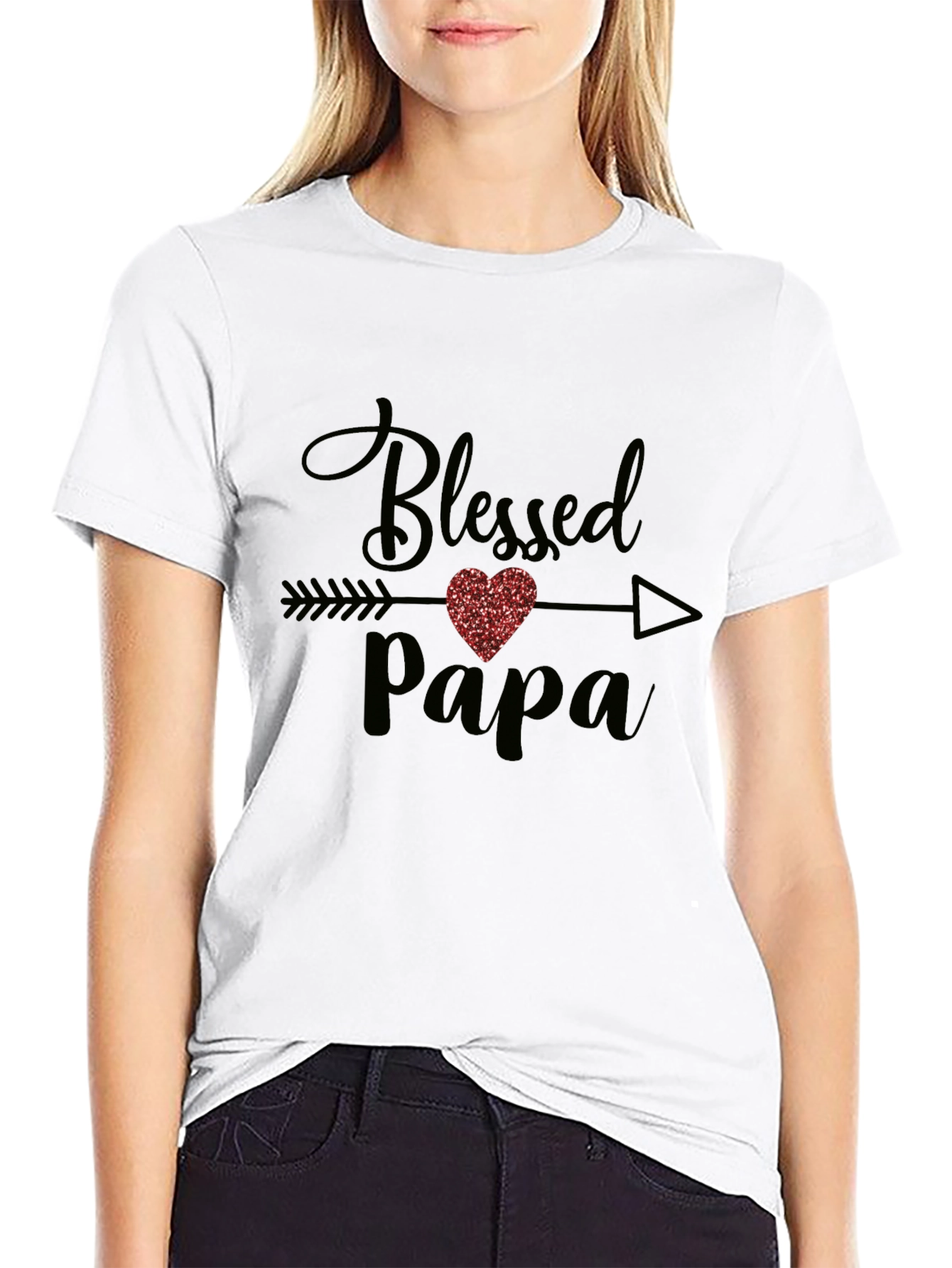 Blessed Papa T-Shirt - Cute Heart Design