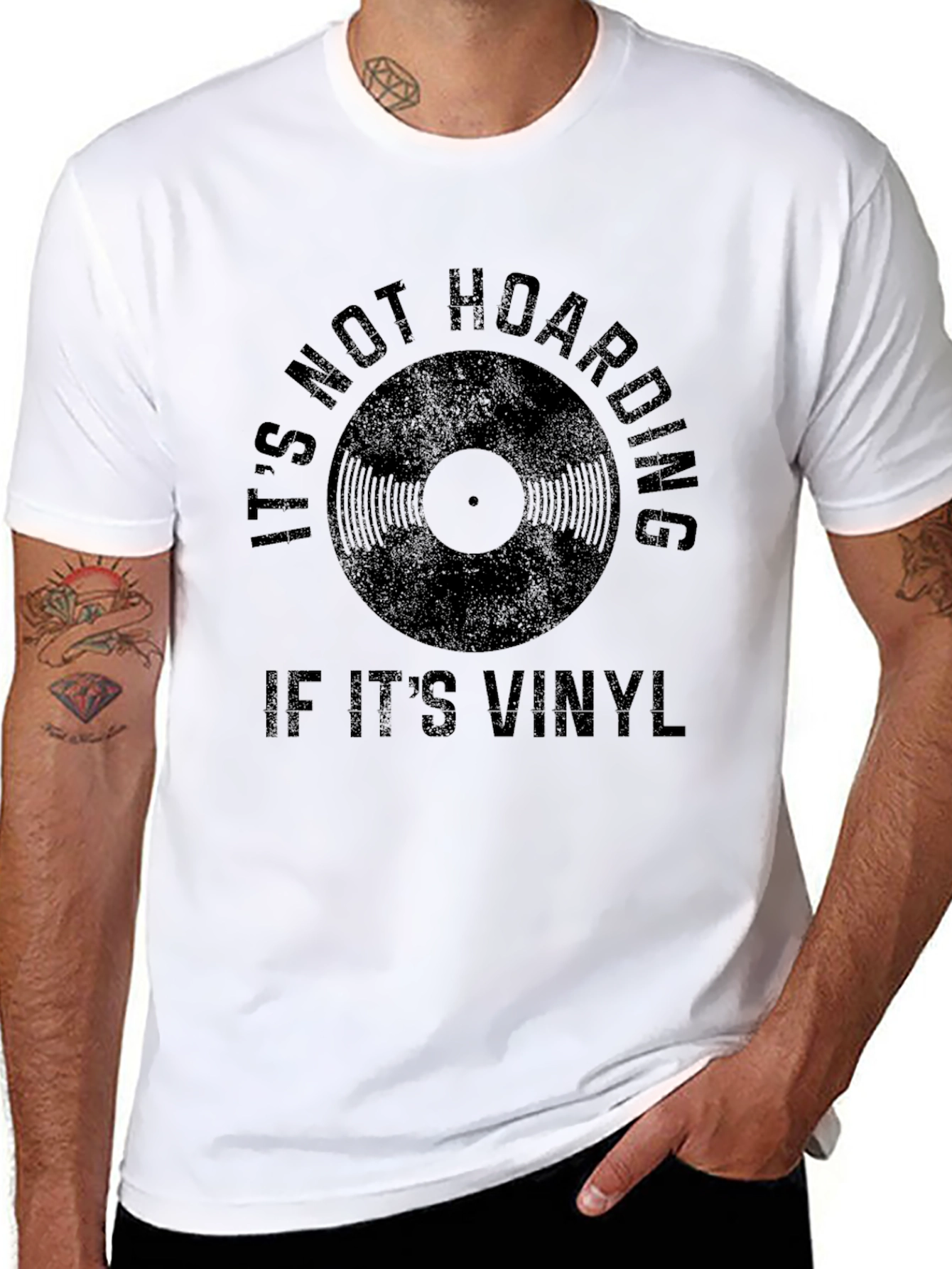 Its Not Hoarding If Its Vinyl Black Graphic Tee
