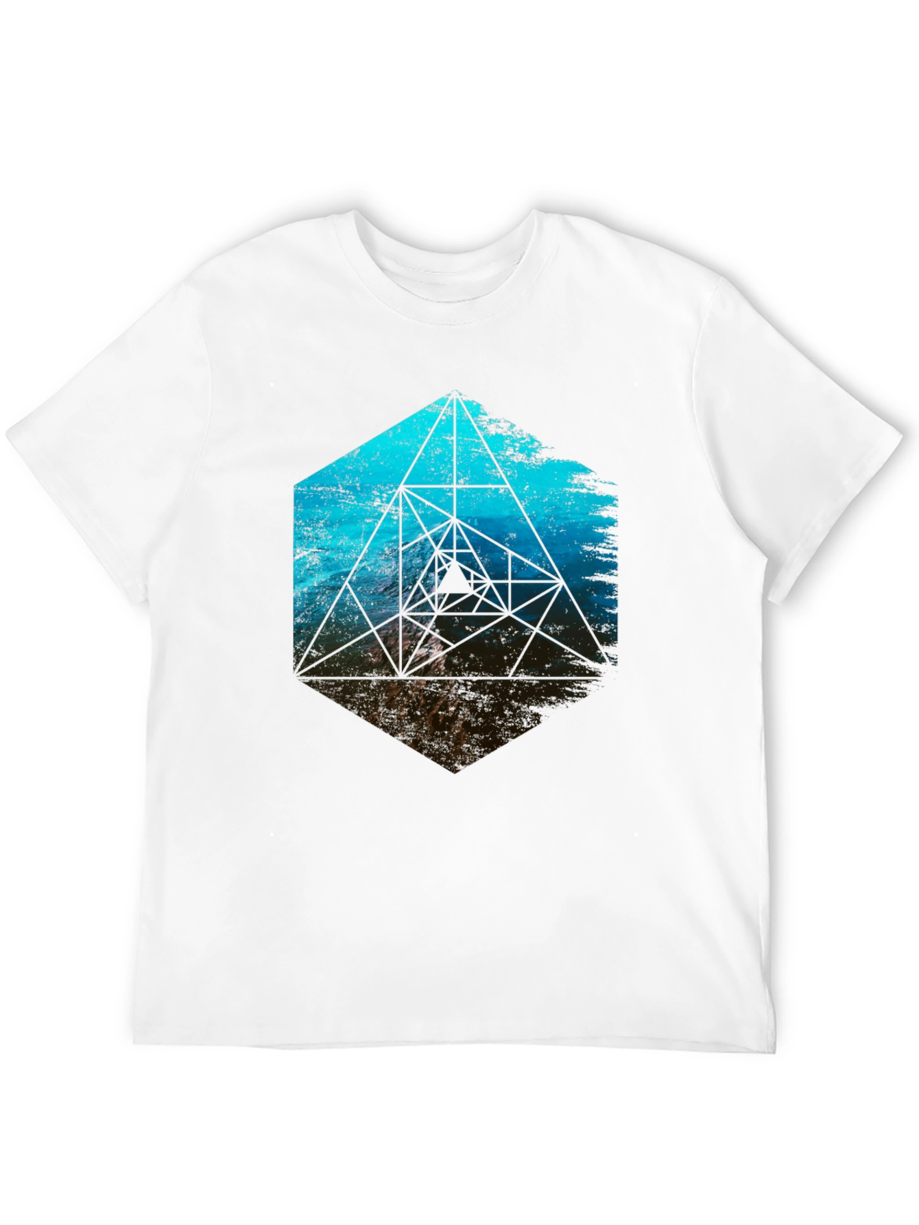 Geometric Ocean Wave T-Shirt - Black