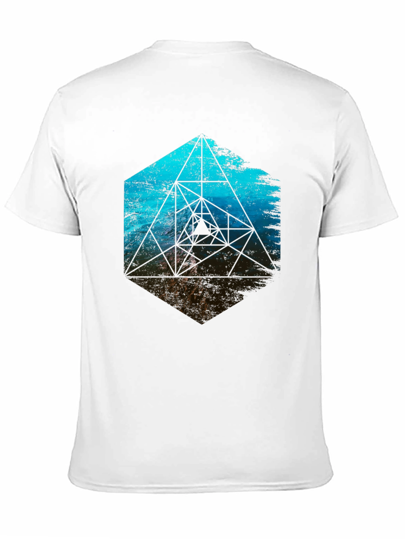 Geometric Ocean Wave T-Shirt - Black