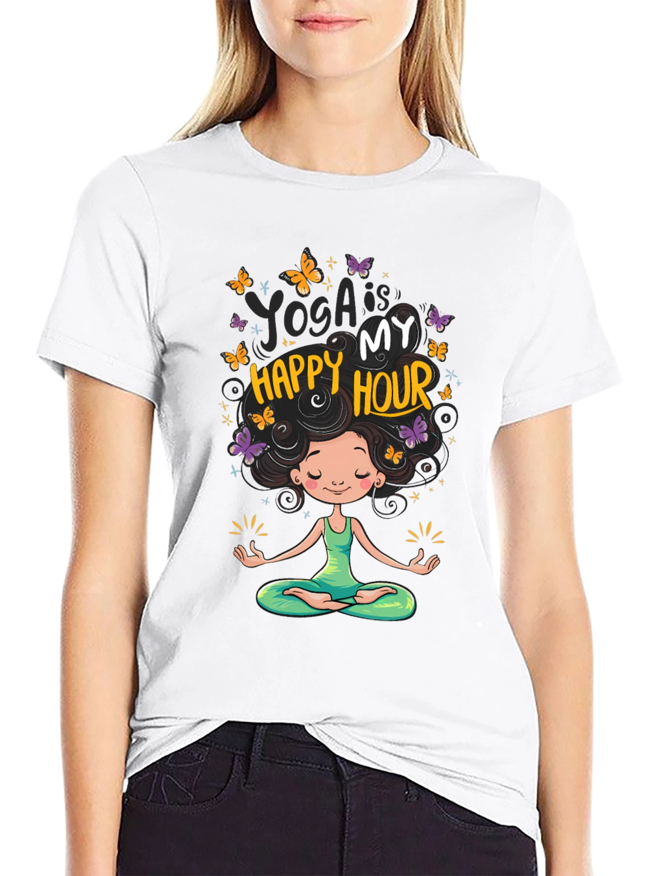 Yoga is My Happy Hour Graphic T-Shirt