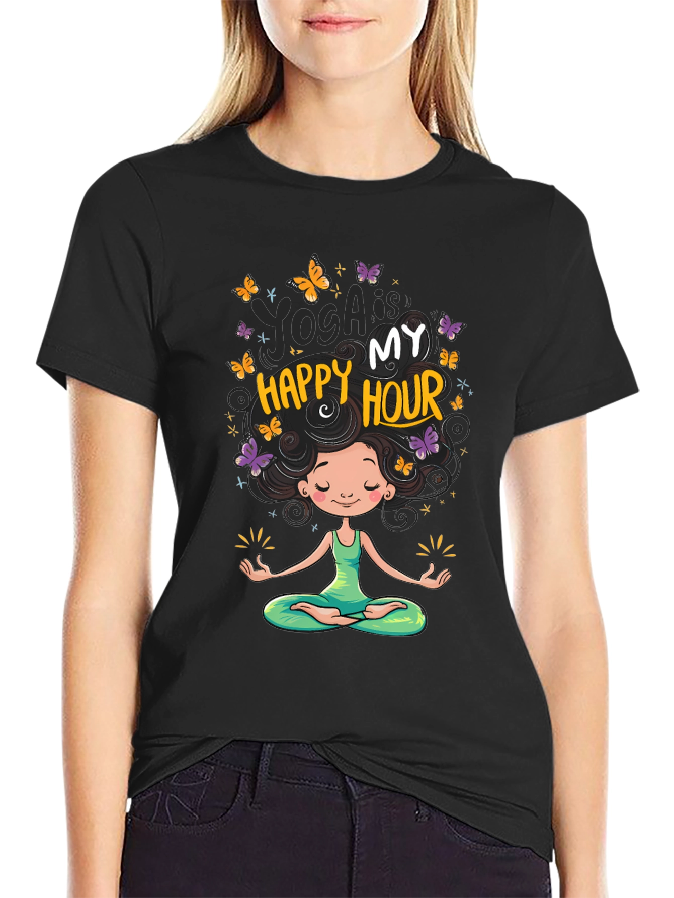 Yoga is My Happy Hour Graphic T-Shirt