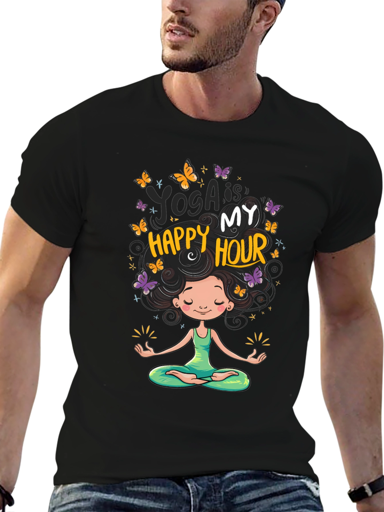 Yoga is My Happy Hour Graphic T-Shirt