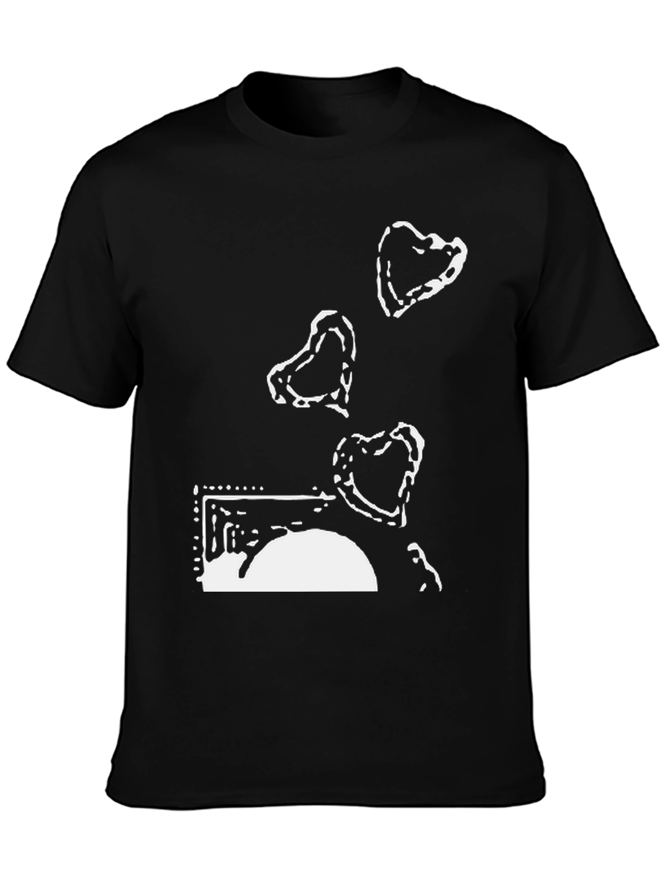 Black T-Shirt with Abstract Island Design