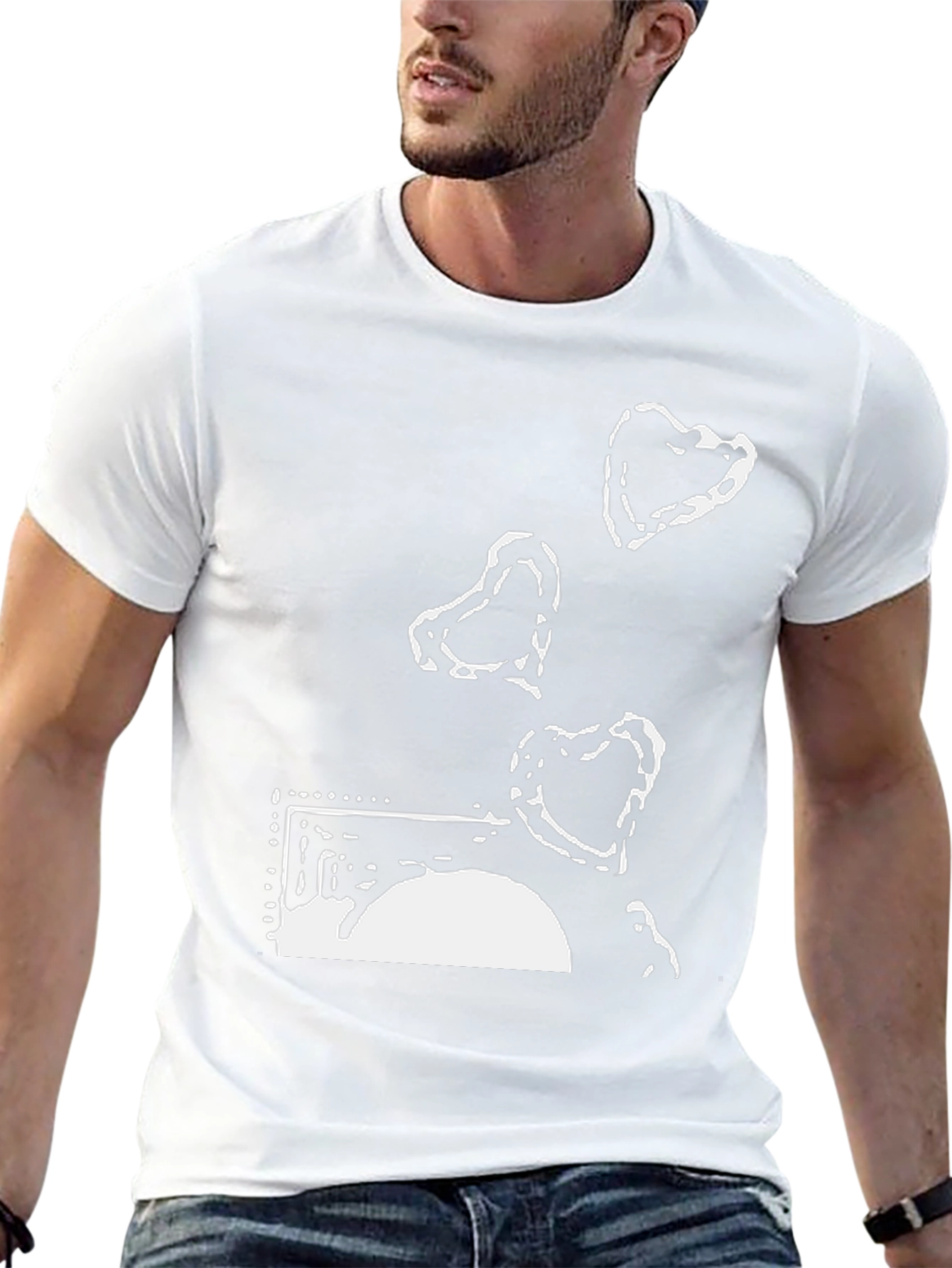 Black T-Shirt with Abstract Island Design