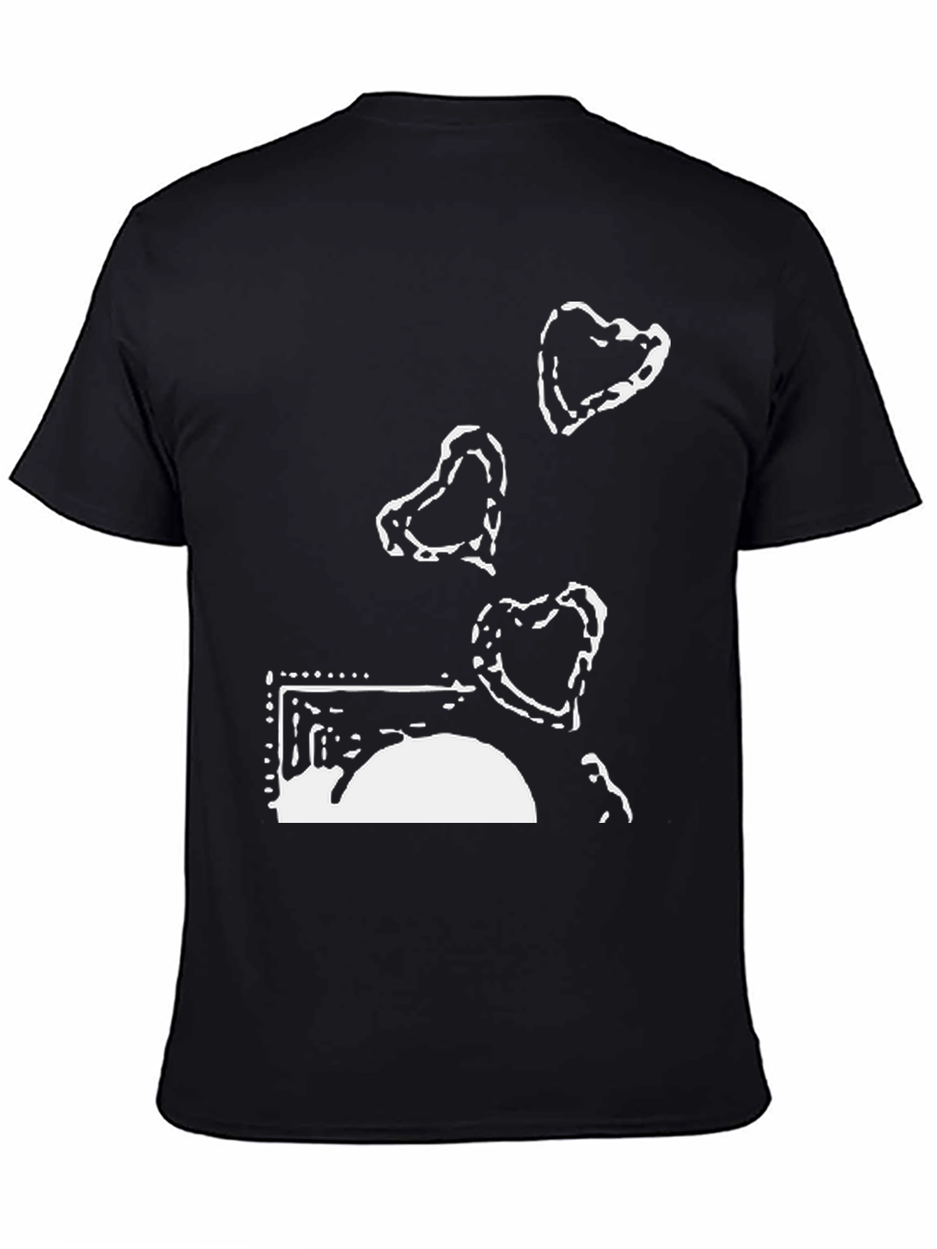Black T-Shirt with Abstract Island Design