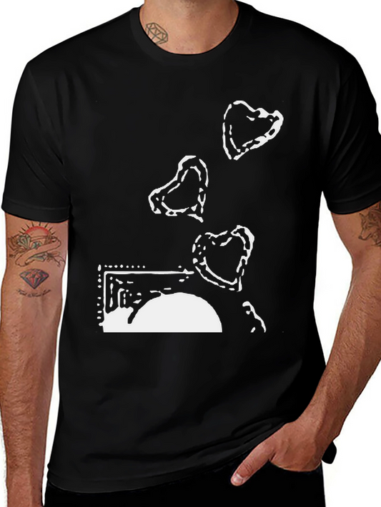 Black T-Shirt with Abstract Island Design