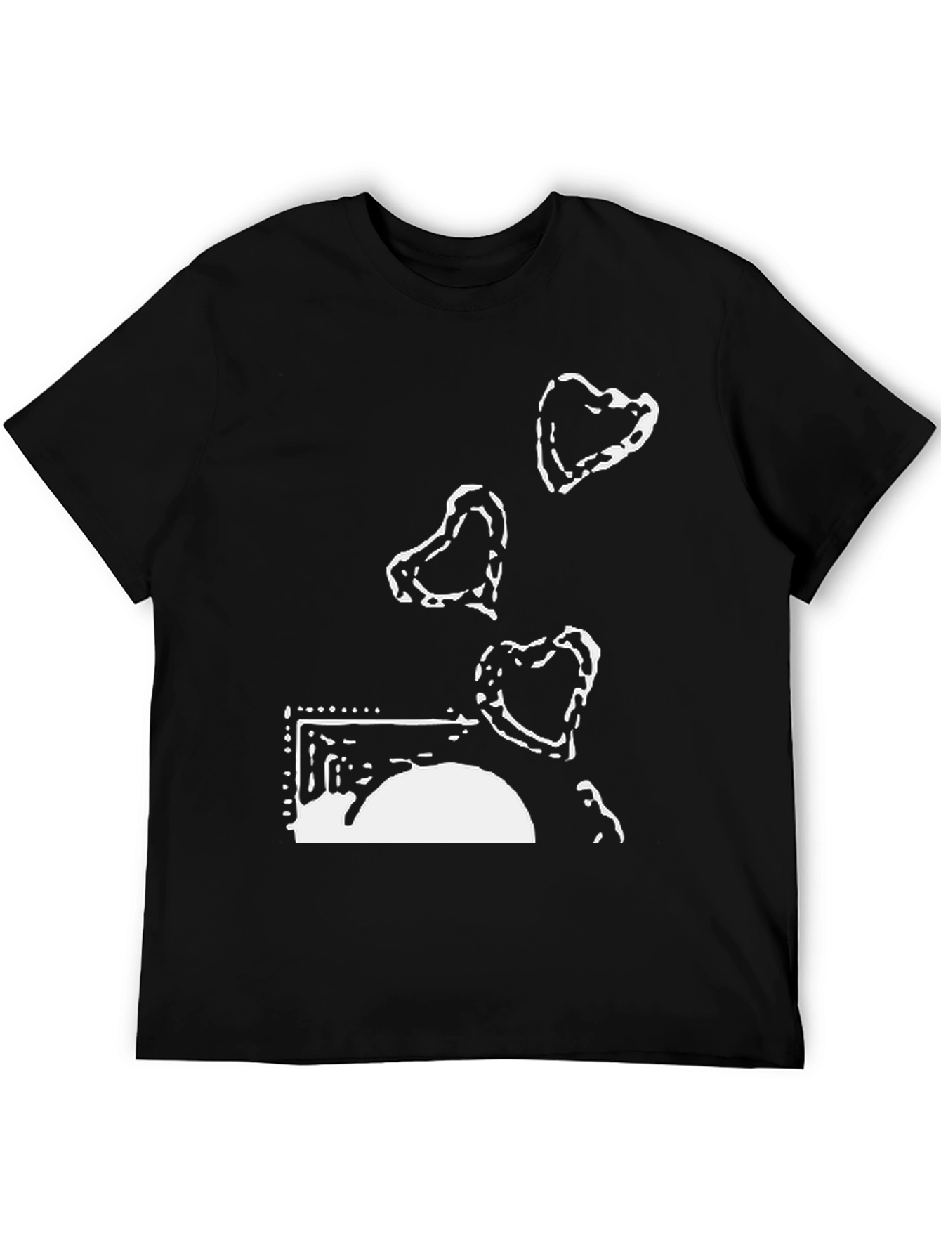 Black T-Shirt with Abstract Island Design