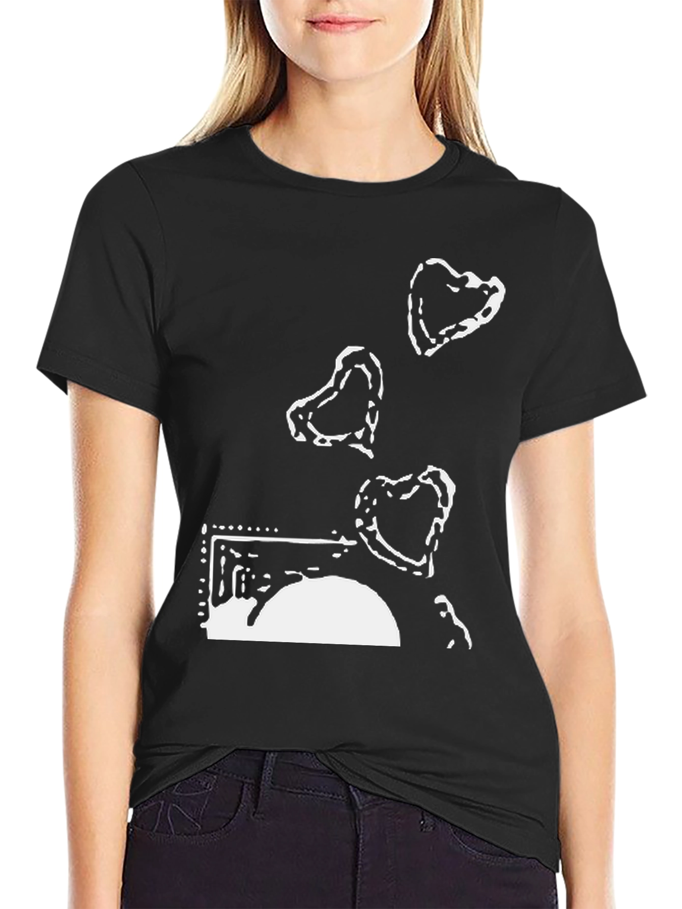 Black T-Shirt with Abstract Island Design