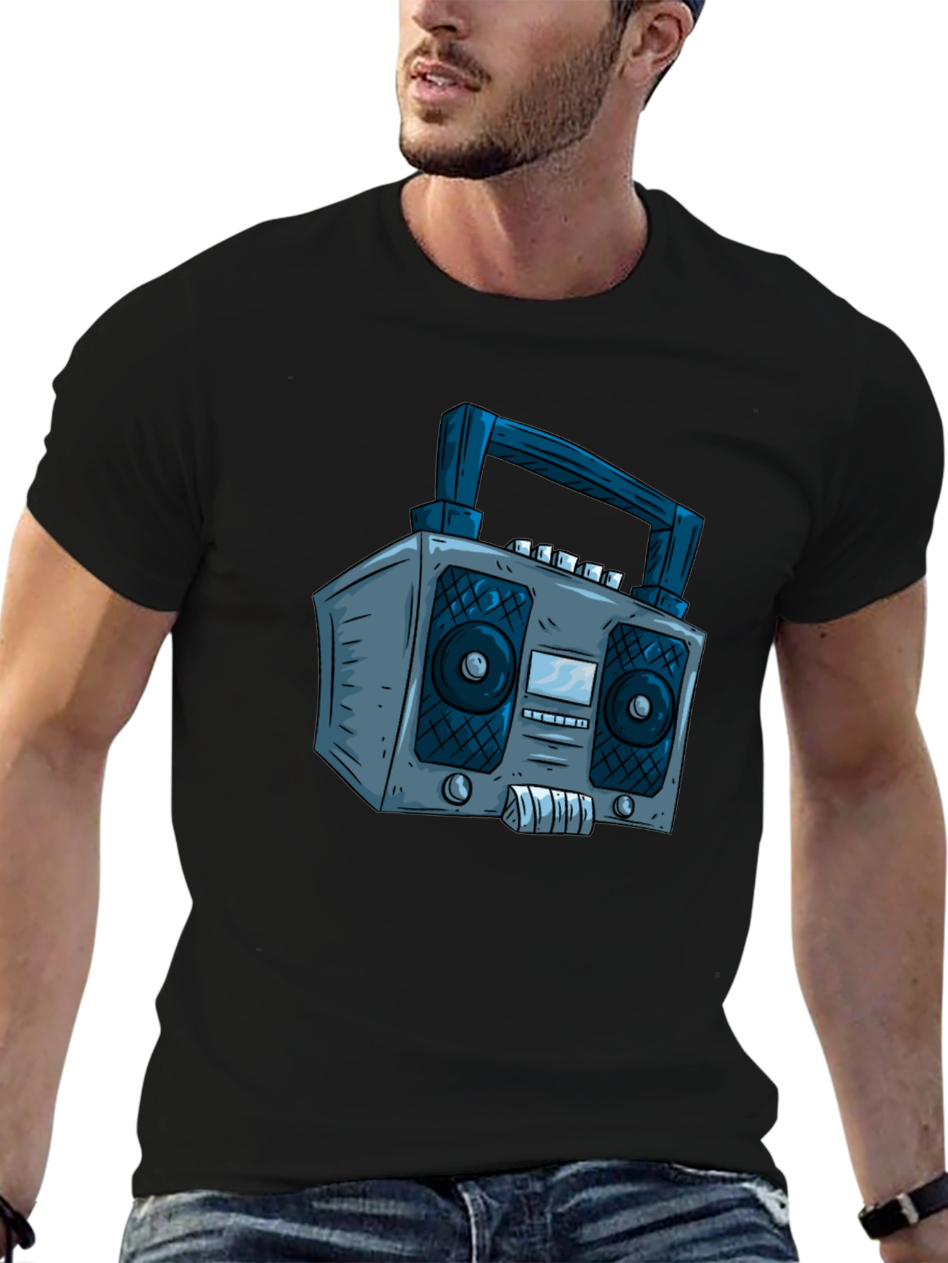 Retro Boombox Graphic Tee - Classic Cool