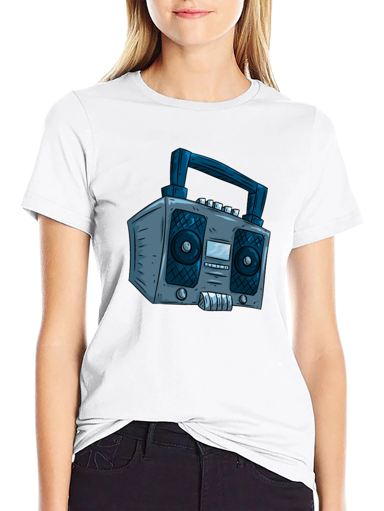 Retro Boombox Graphic Tee - Classic Cool