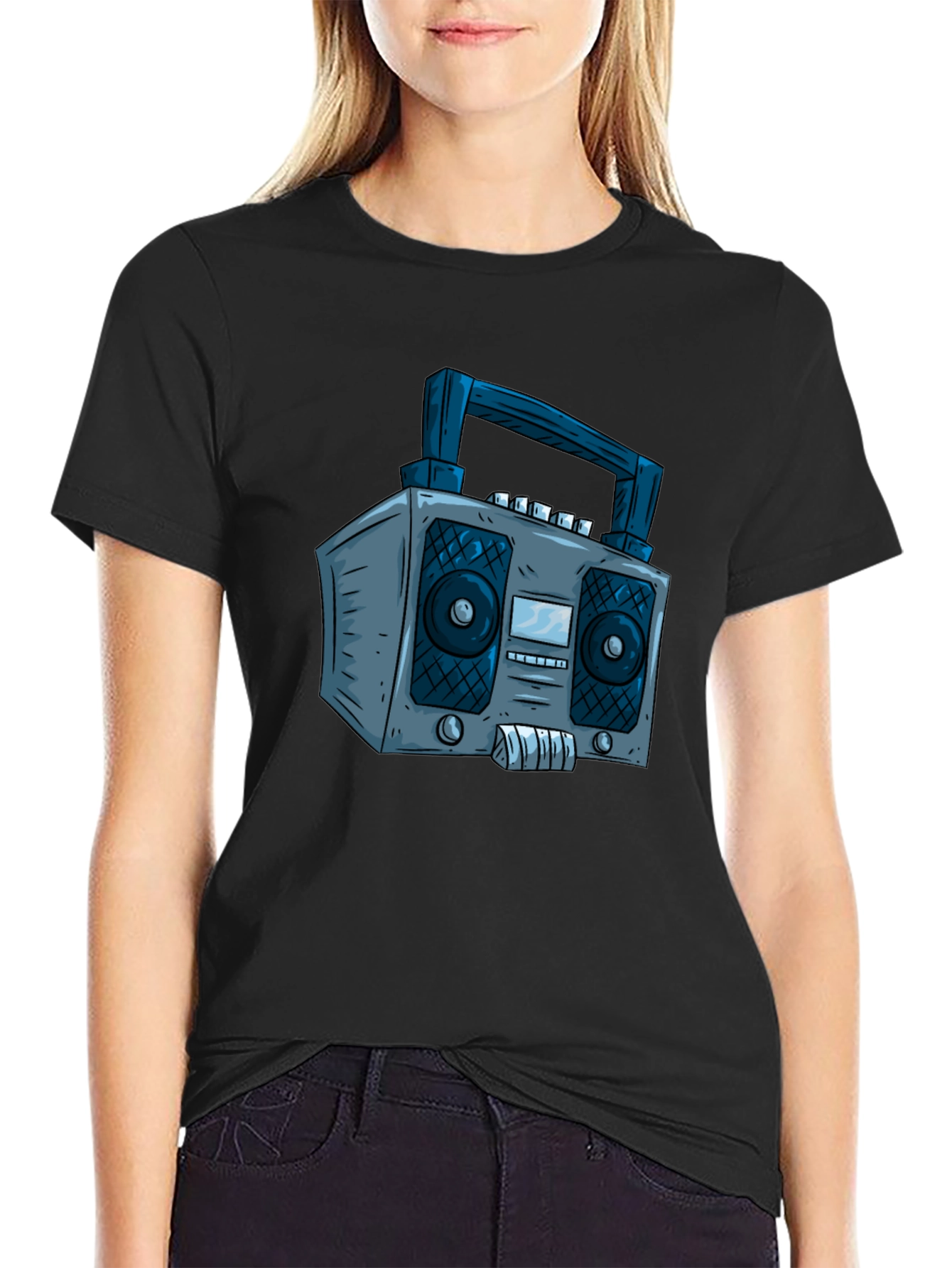 Retro Boombox Graphic Tee - Classic Cool
