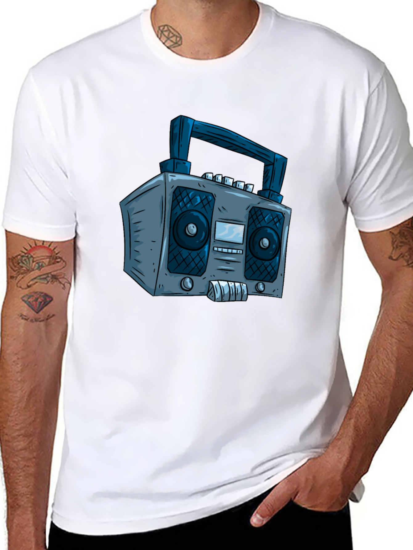 Retro Boombox Graphic Tee - Classic Cool