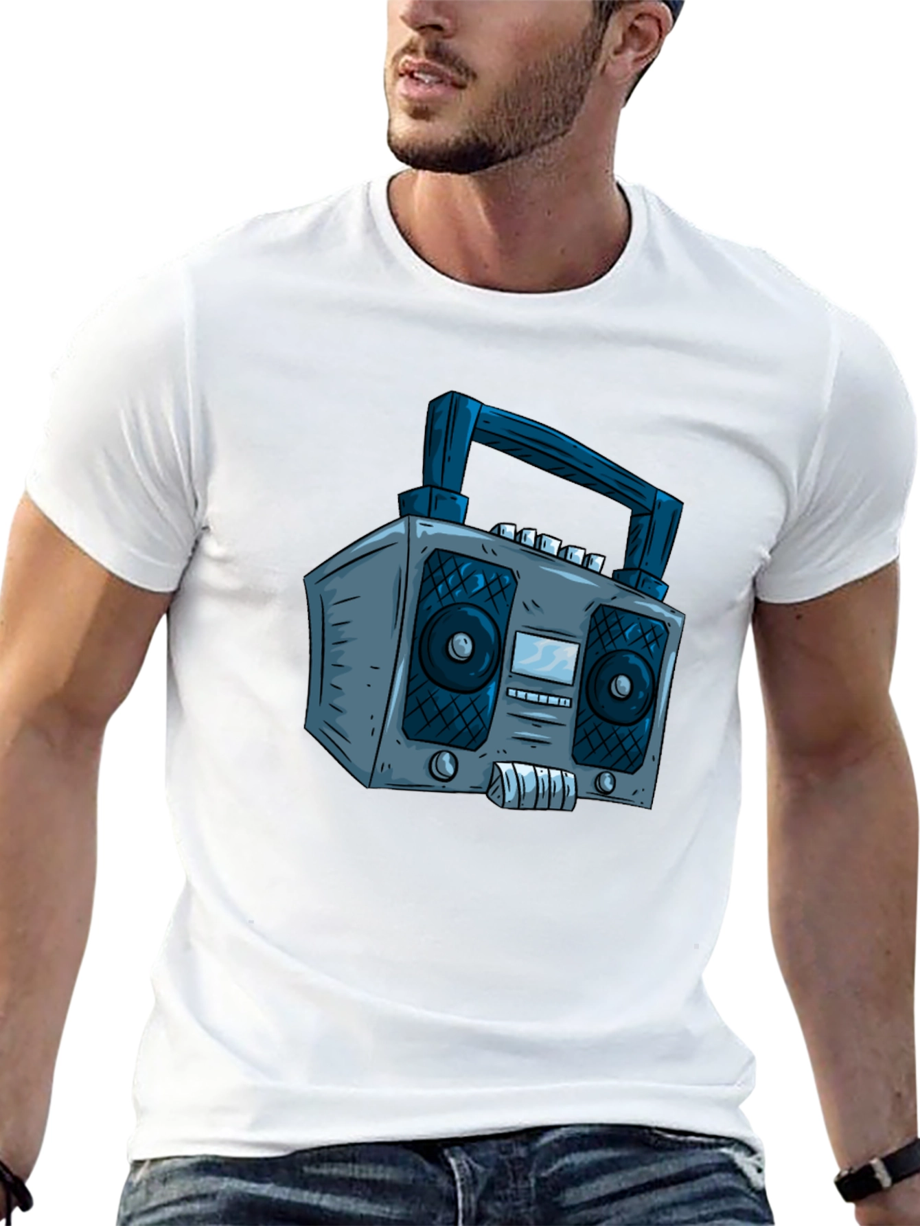 Retro Boombox Graphic Tee - Classic Cool