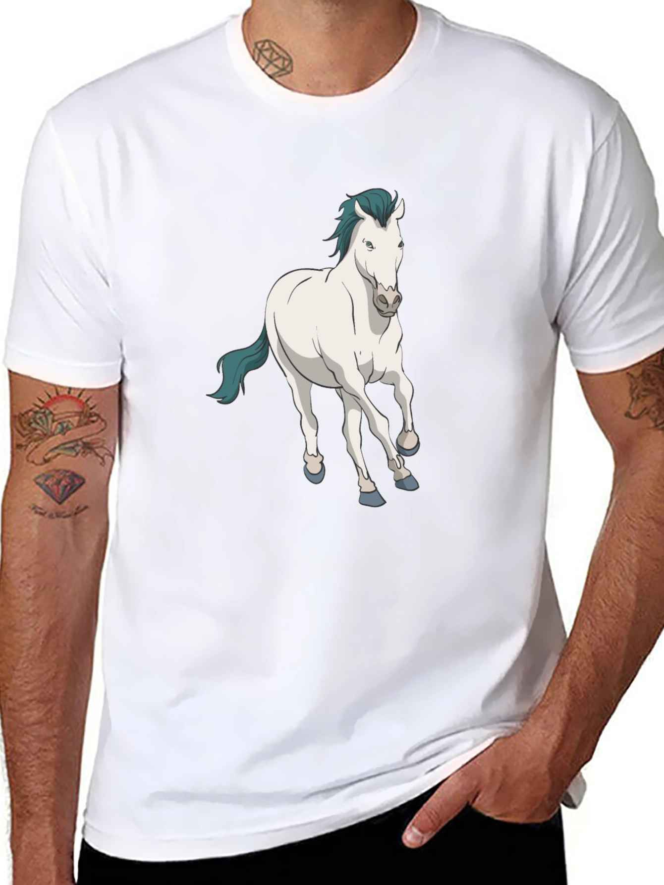 Horse Graphic Print Black T-Shirt