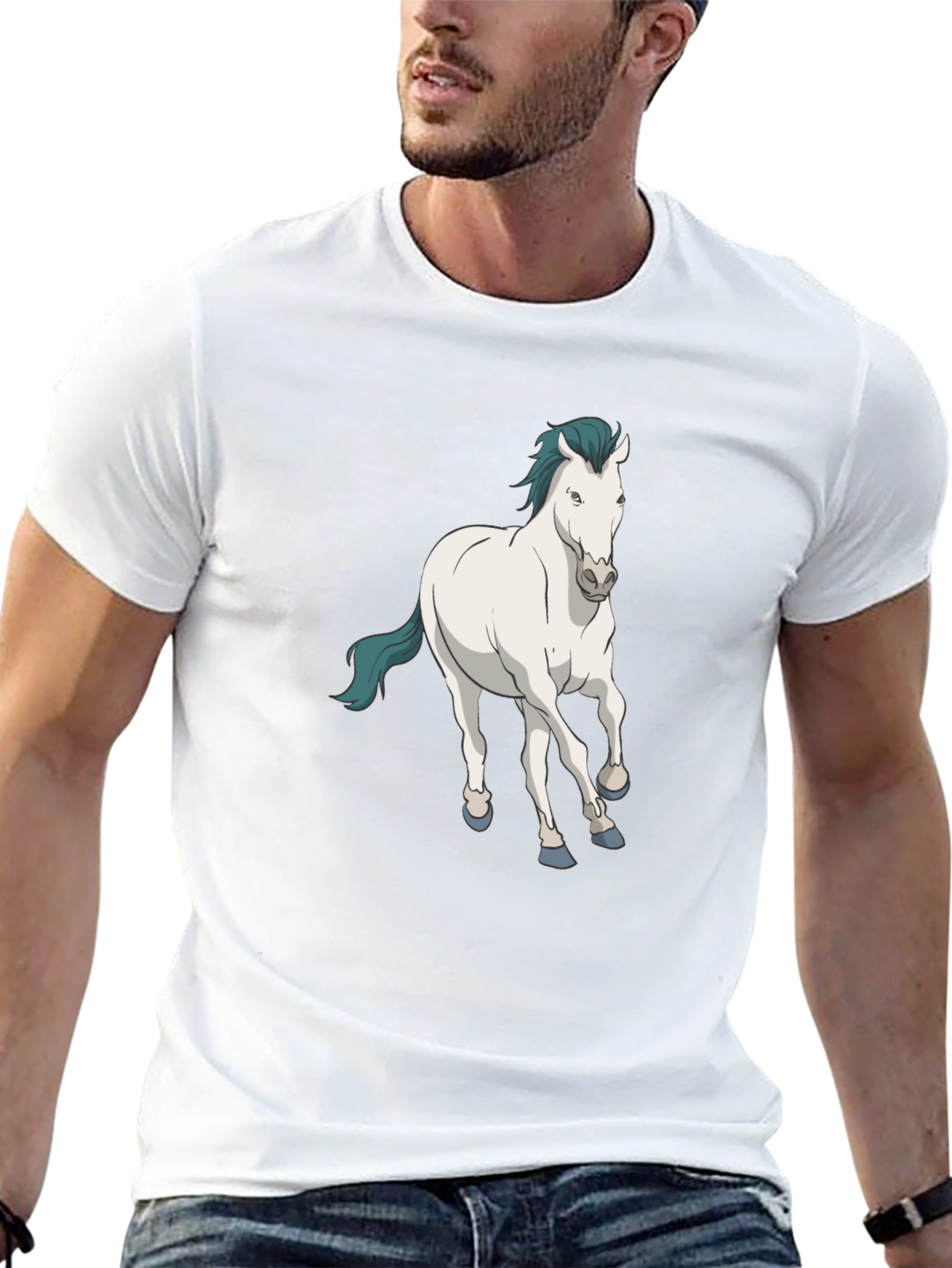 Horse Graphic Print Black T-Shirt