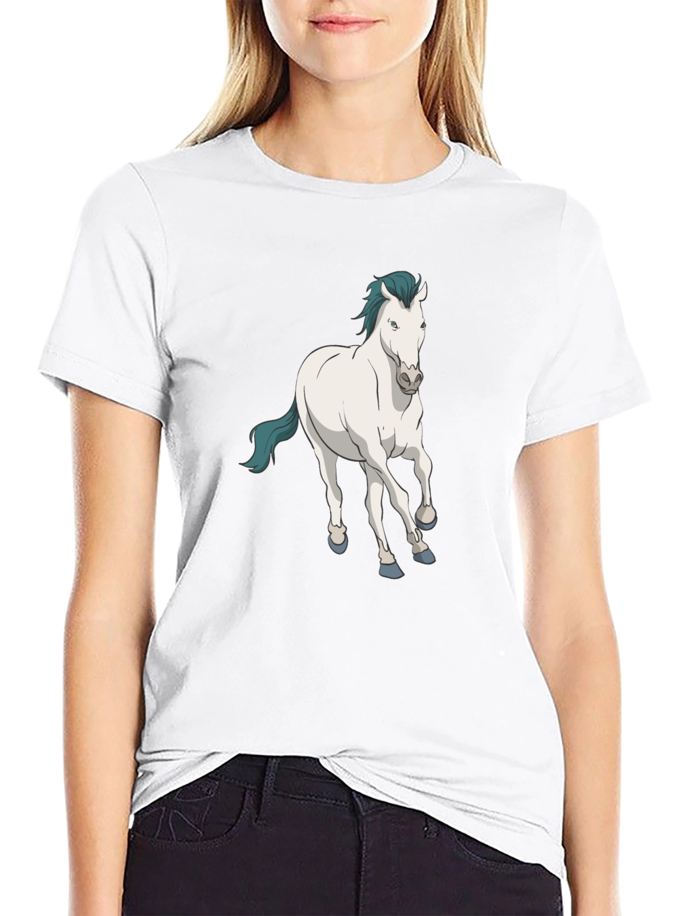 Horse Graphic Print Black T-Shirt