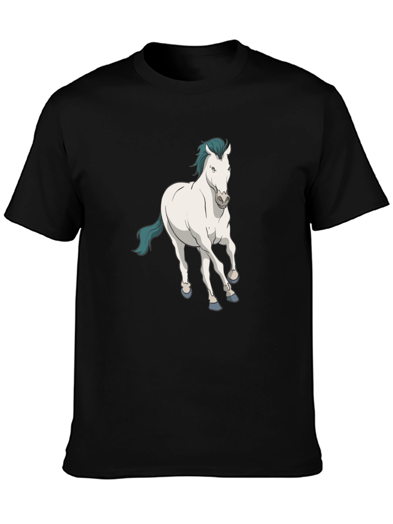 Horse Graphic Print Black T-Shirt