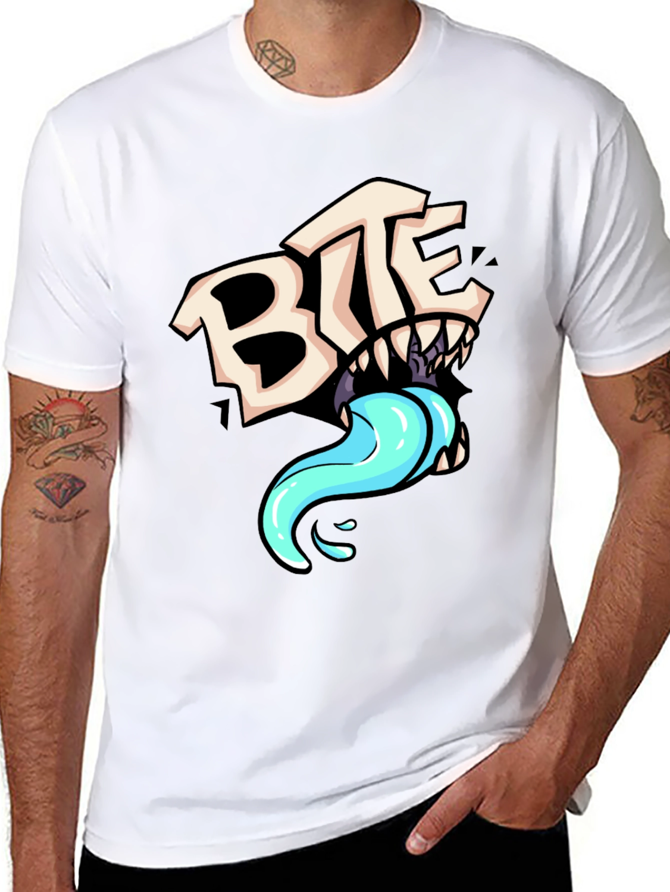 BITE Graphic Print Black T-Shirt