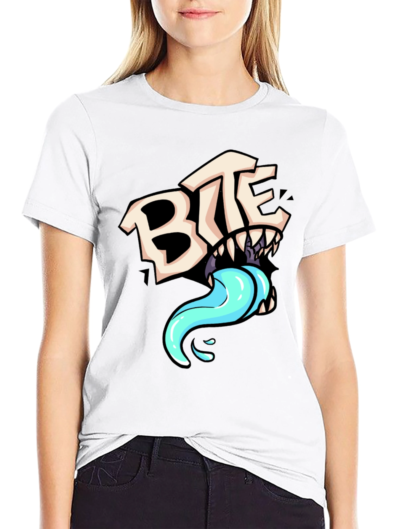 BITE Graphic Print Black T-Shirt