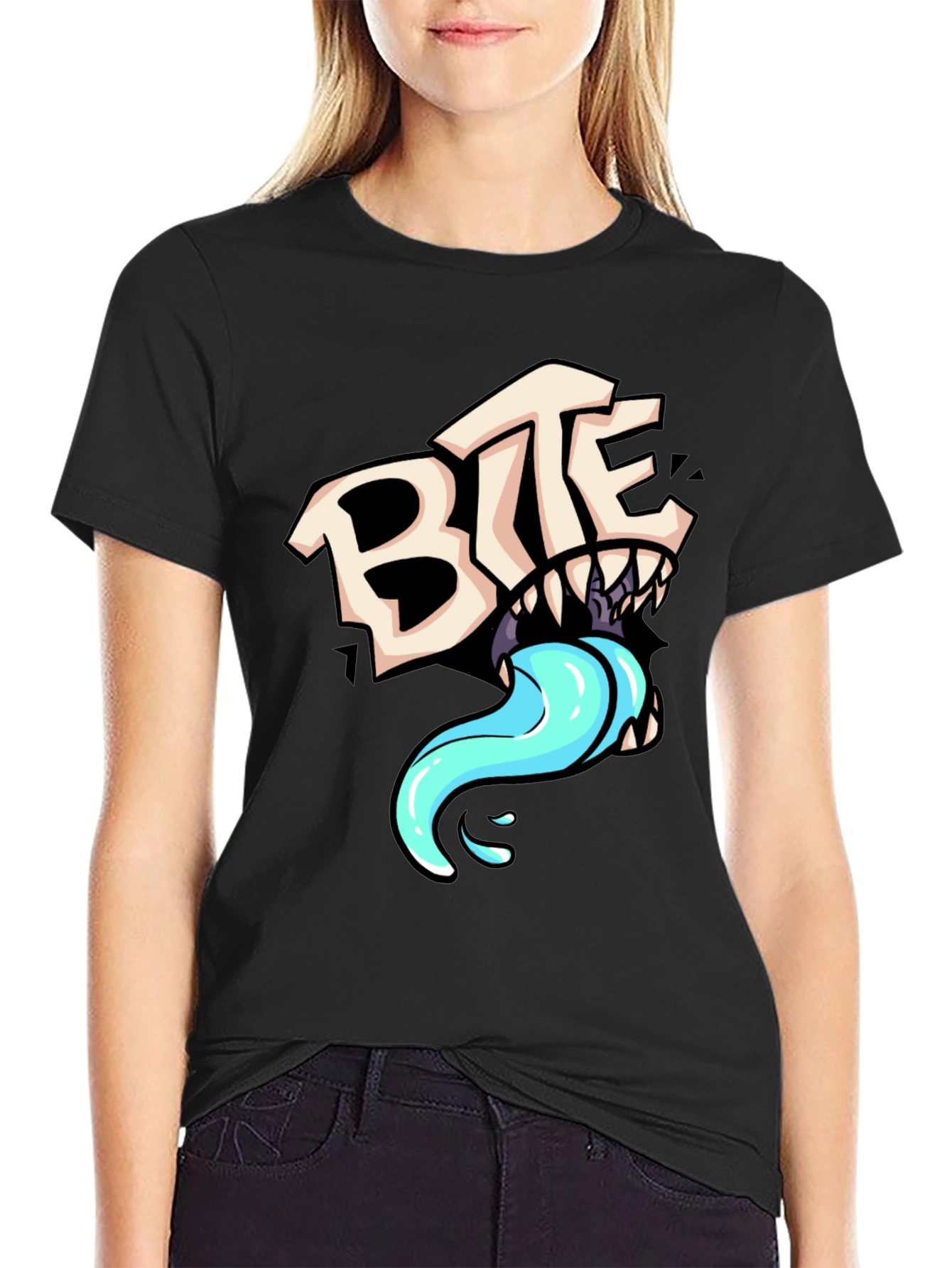 BITE Graphic Print Black T-Shirt