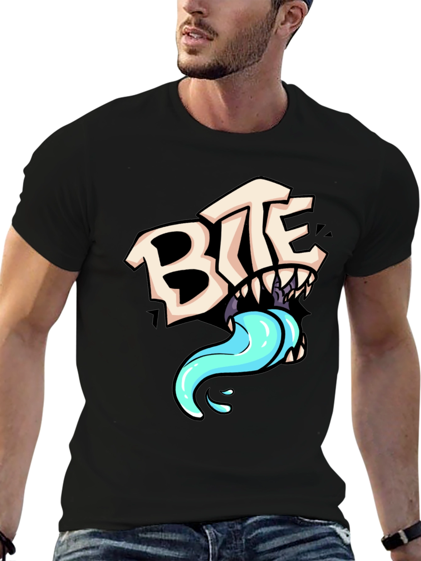 BITE Graphic Print Black T-Shirt