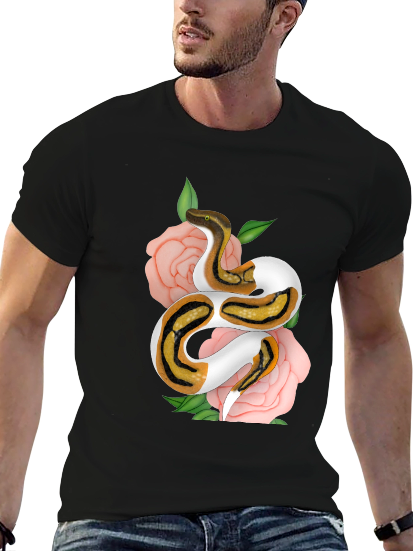 Snake & Roses Graphic Tee - Unique Design