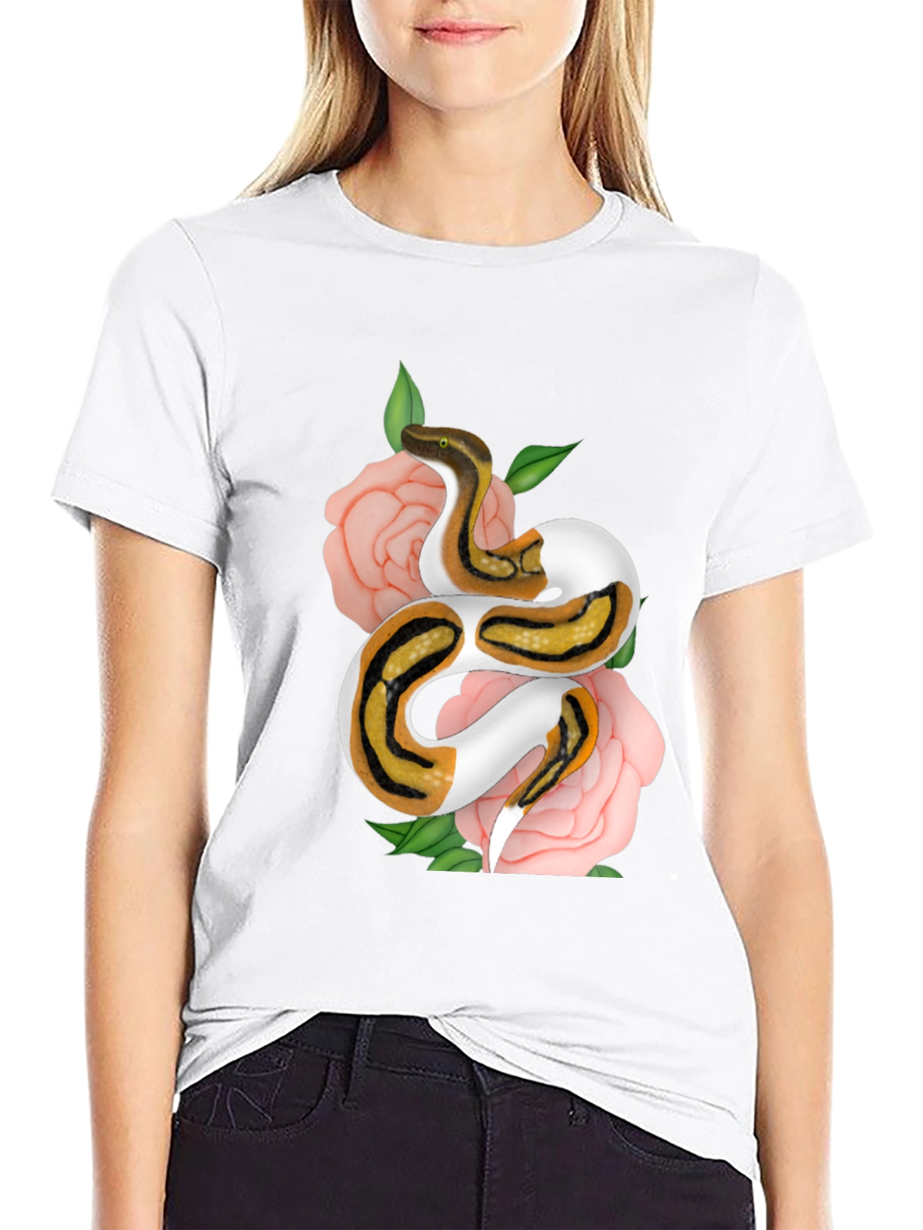 Snake & Roses Graphic Tee - Unique Design