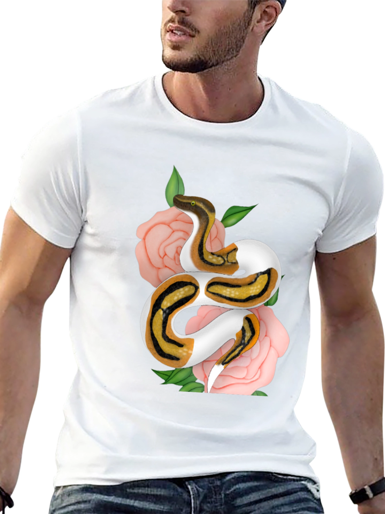 Snake & Roses Graphic Tee - Unique Design