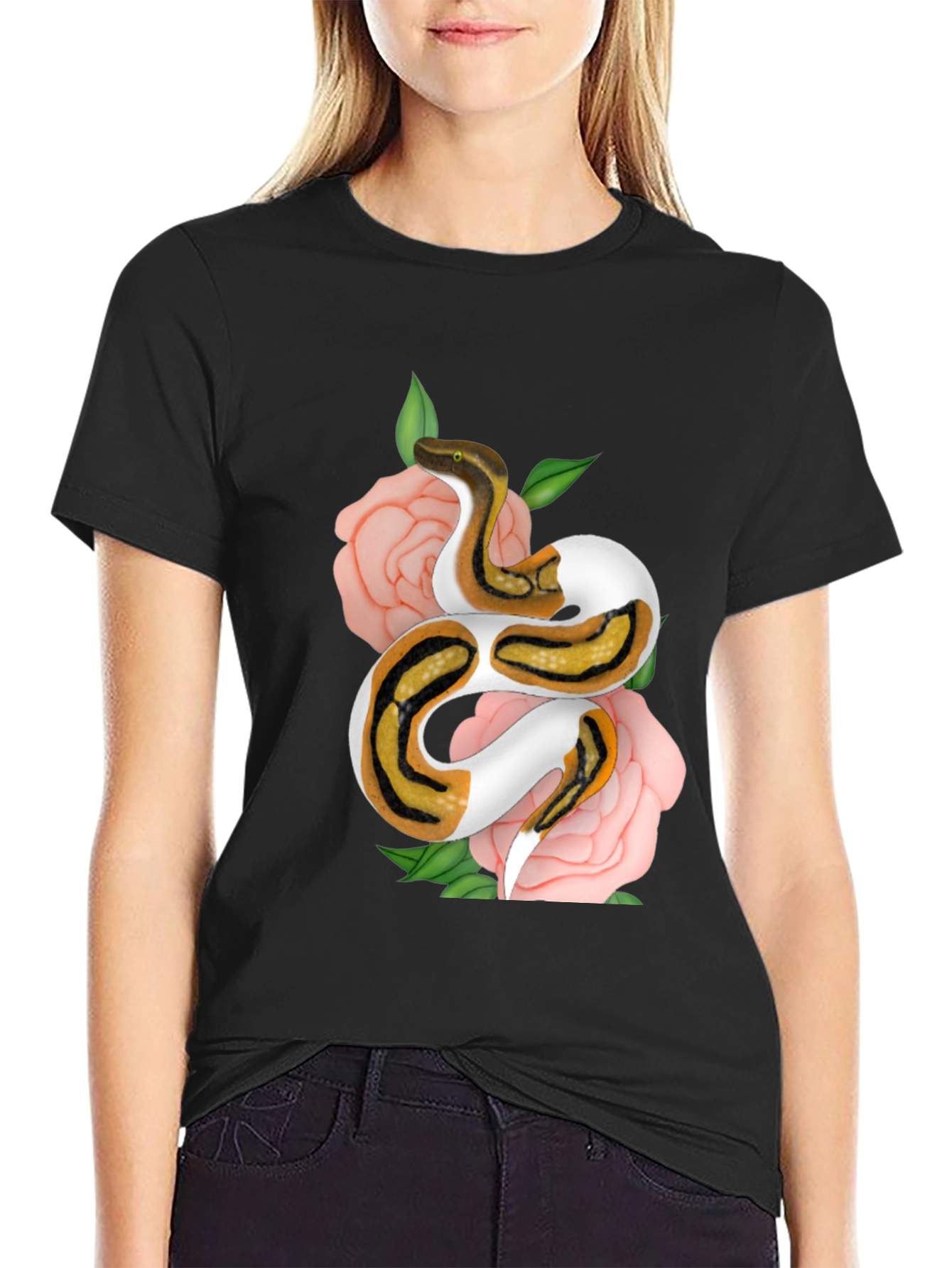 Snake & Roses Graphic Tee - Unique Design