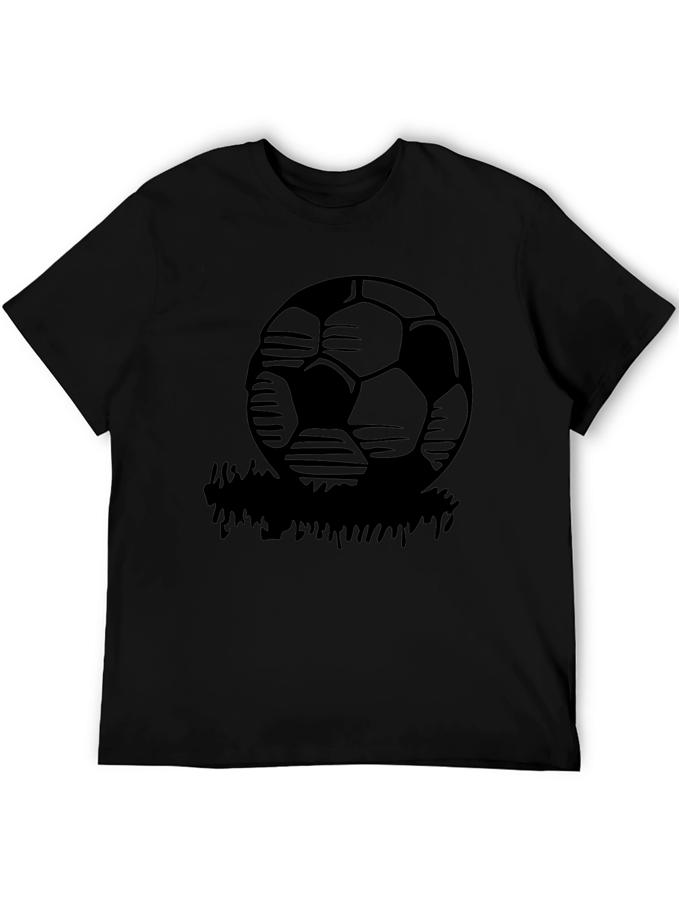Soccer Ball Graphic T-Shirt - Black Casual Tee