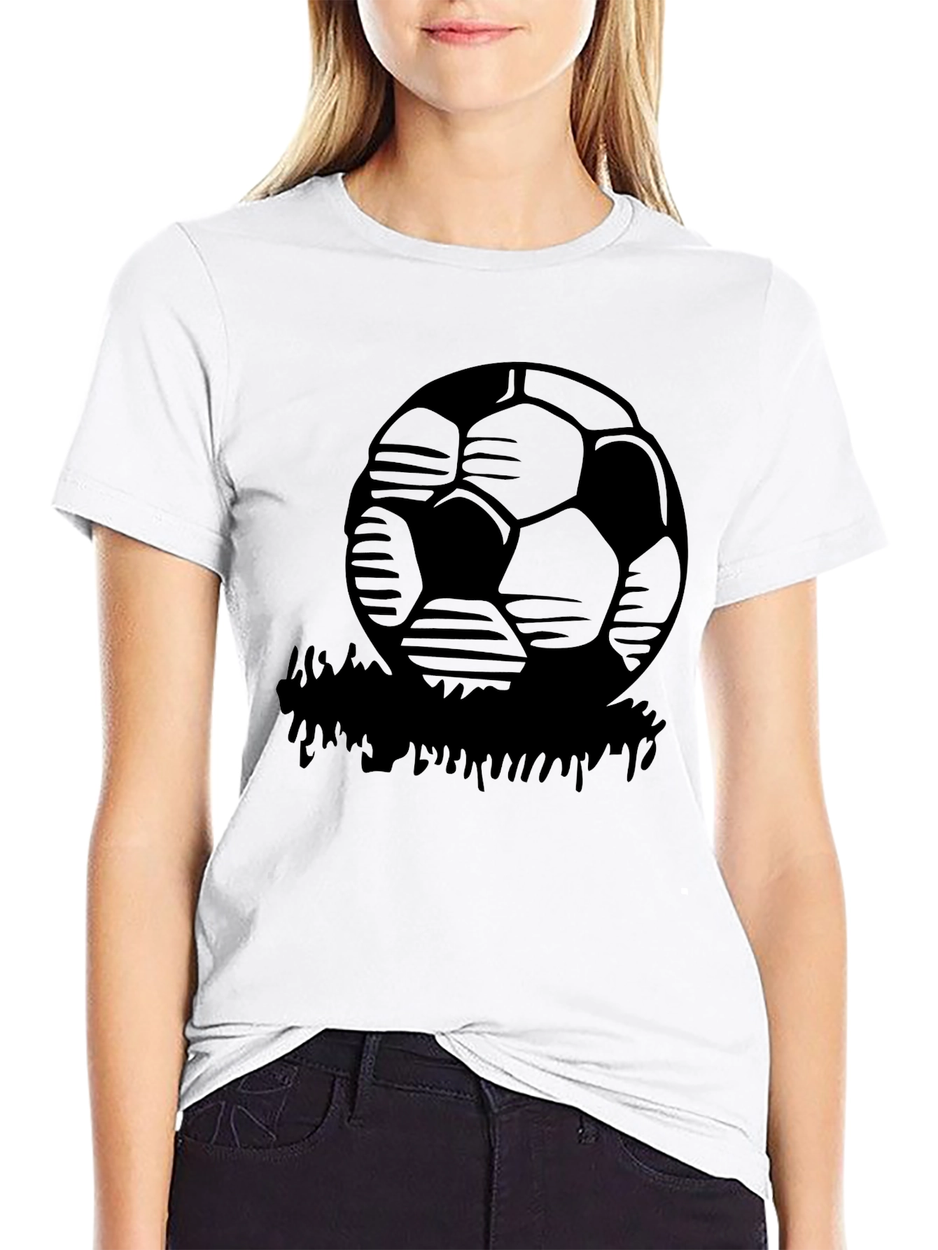 Soccer Ball Graphic T-Shirt - Black Casual Tee