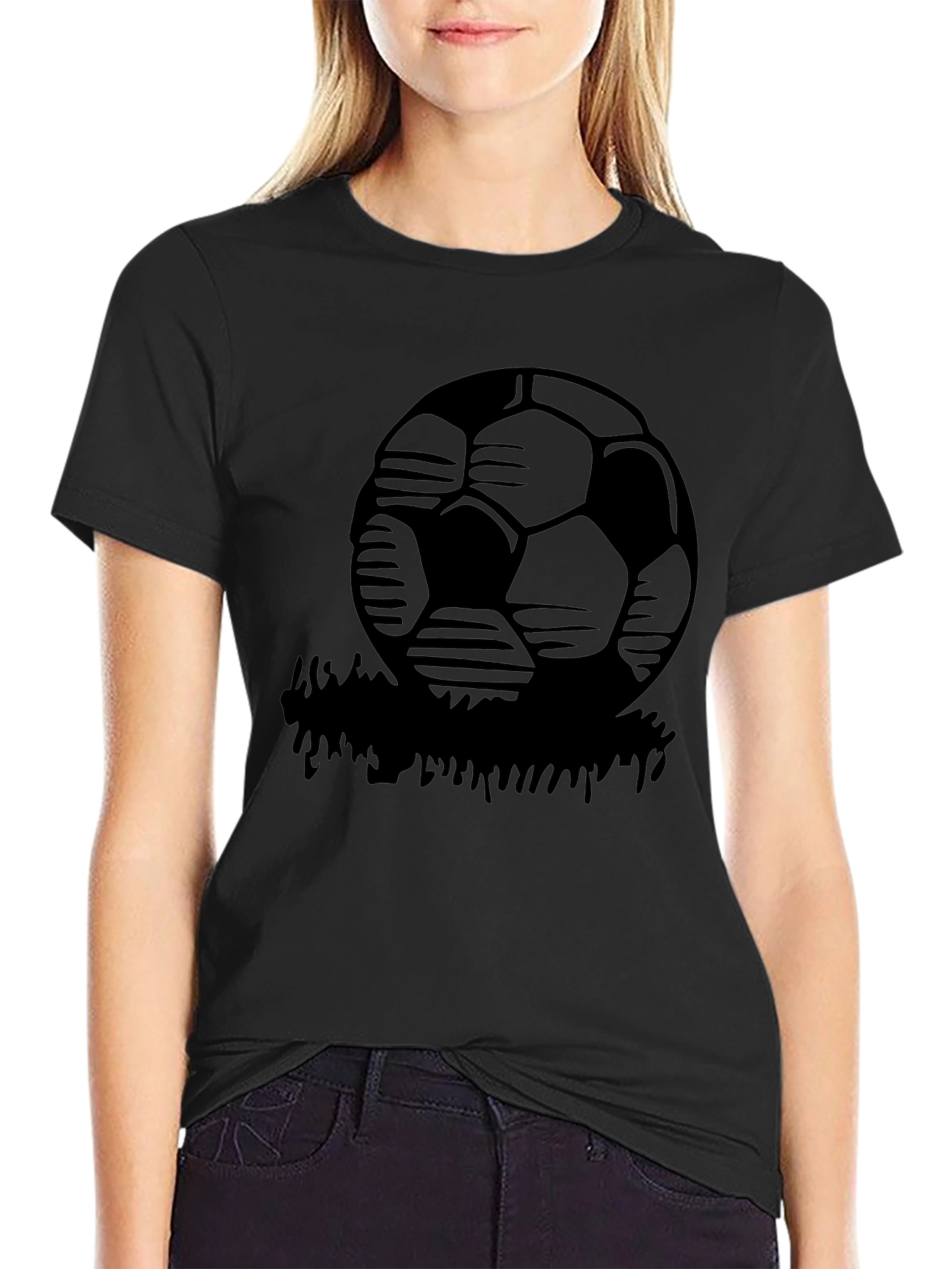 Soccer Ball Graphic T-Shirt - Black Casual Tee