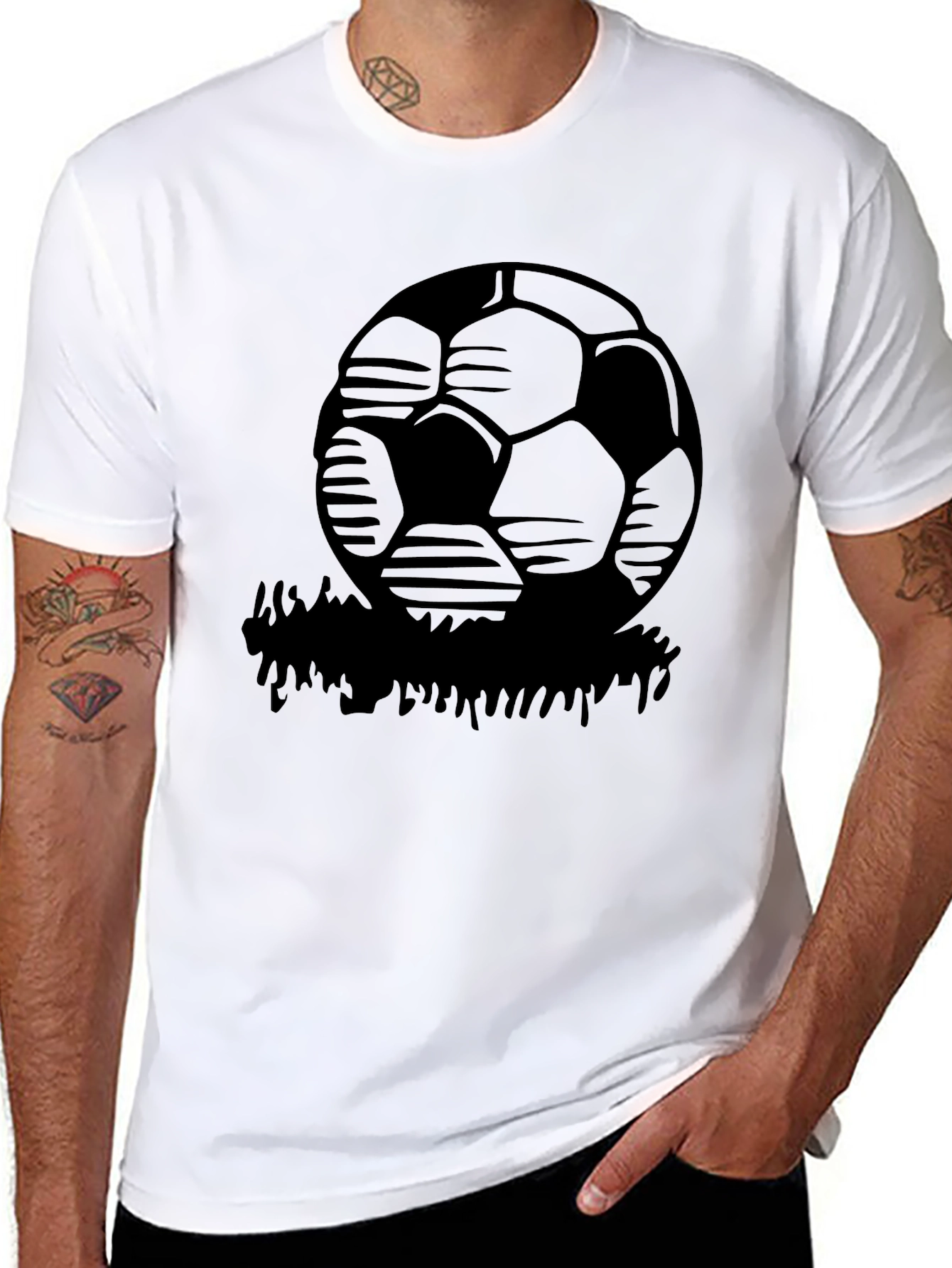 Soccer Ball Graphic T-Shirt - Black Casual Tee