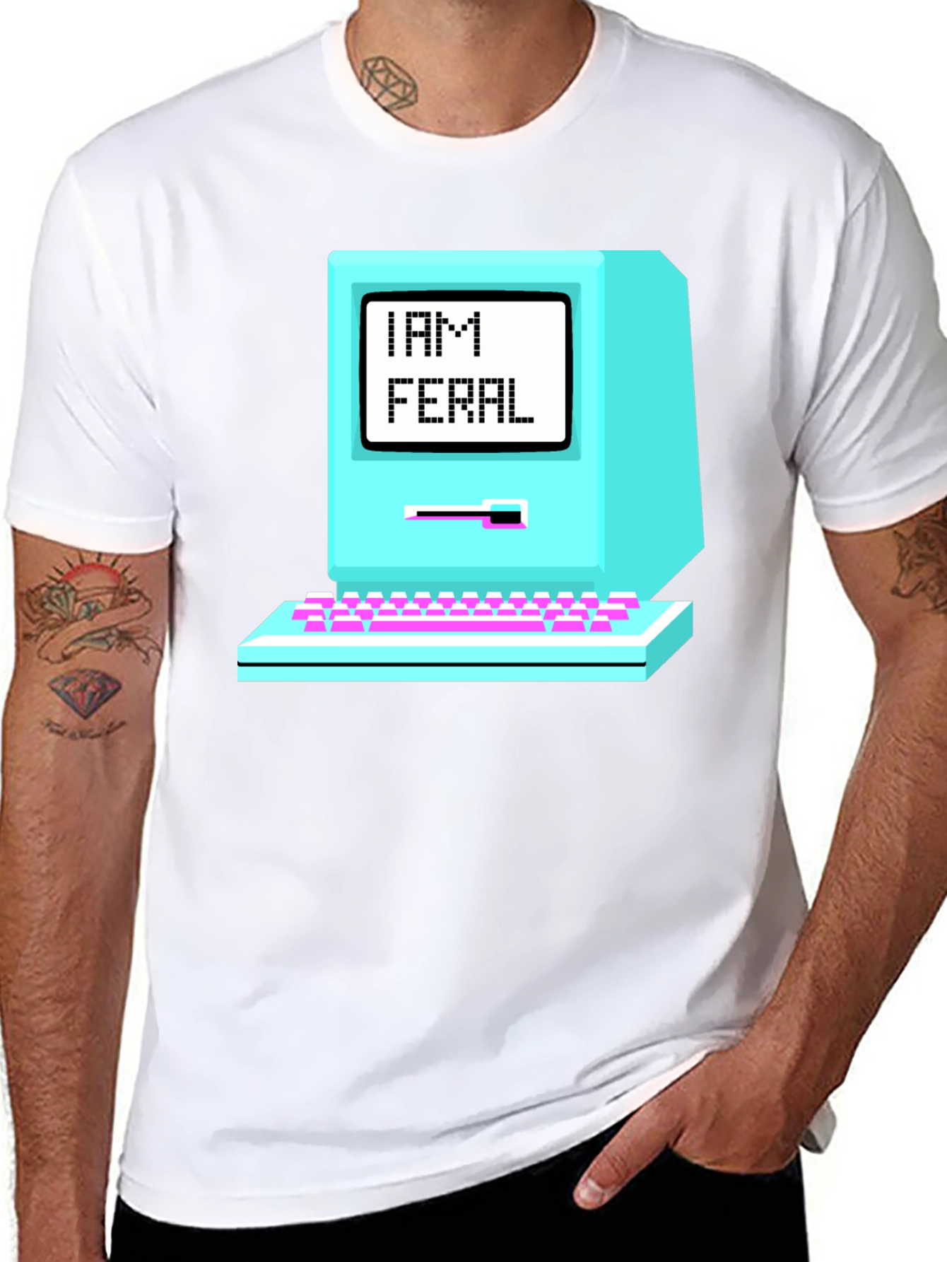 Retro I AM FERAL Computer Graphic T-Shirt