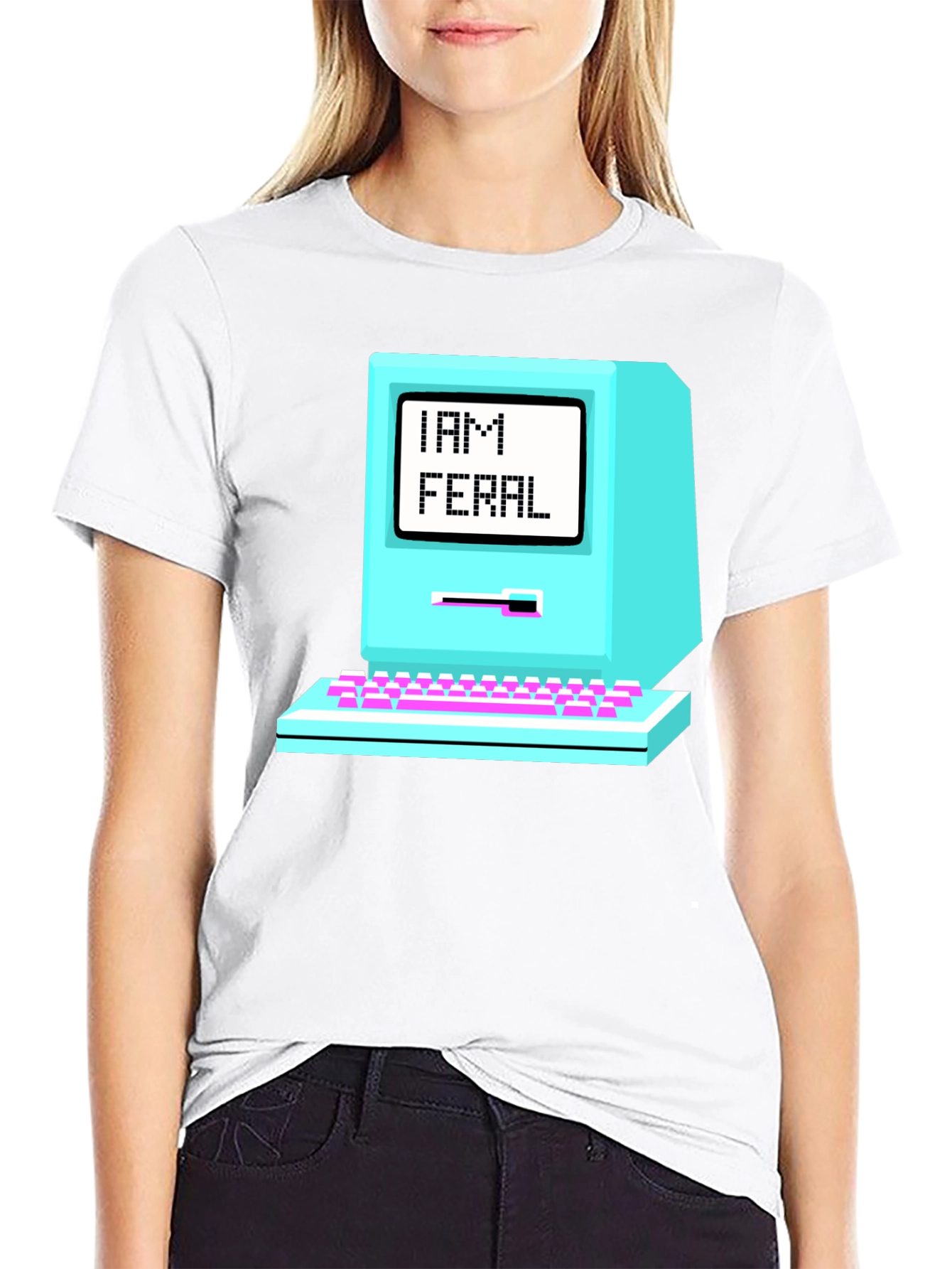 Retro I AM FERAL Computer Graphic T-Shirt