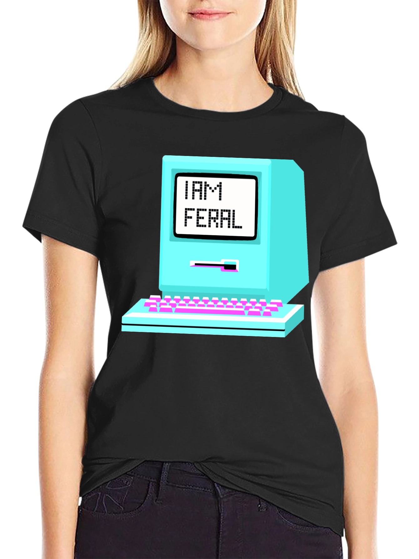 Retro I AM FERAL Computer Graphic T-Shirt