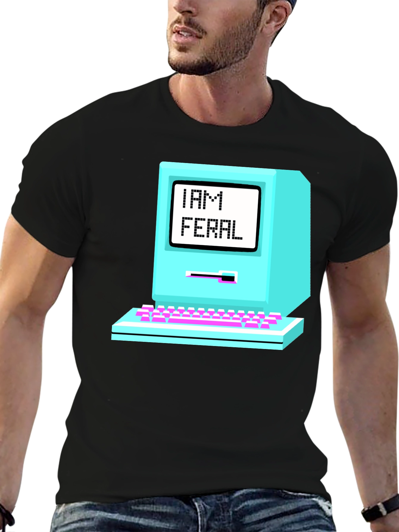Retro I AM FERAL Computer Graphic T-Shirt