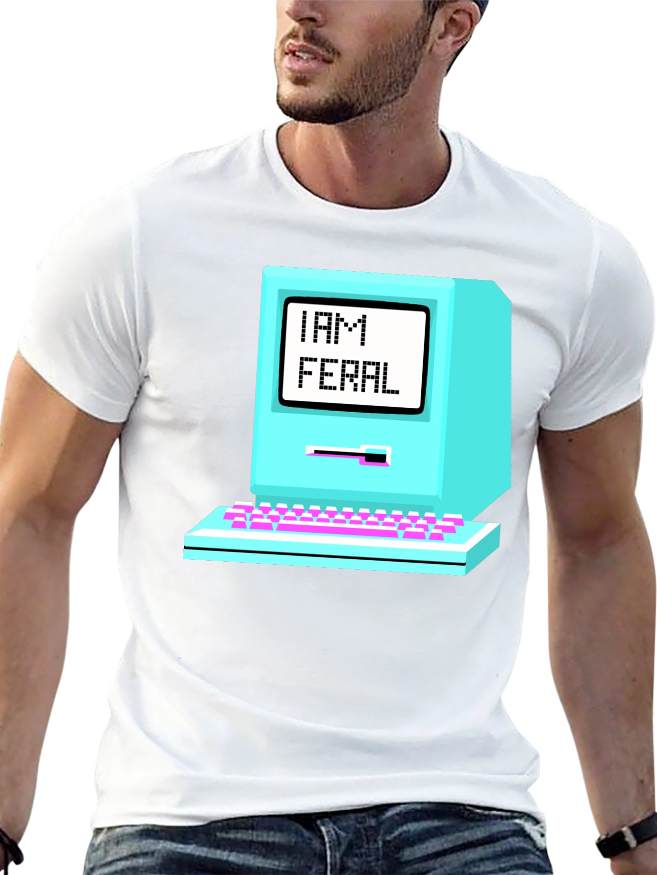 Retro I AM FERAL Computer Graphic T-Shirt