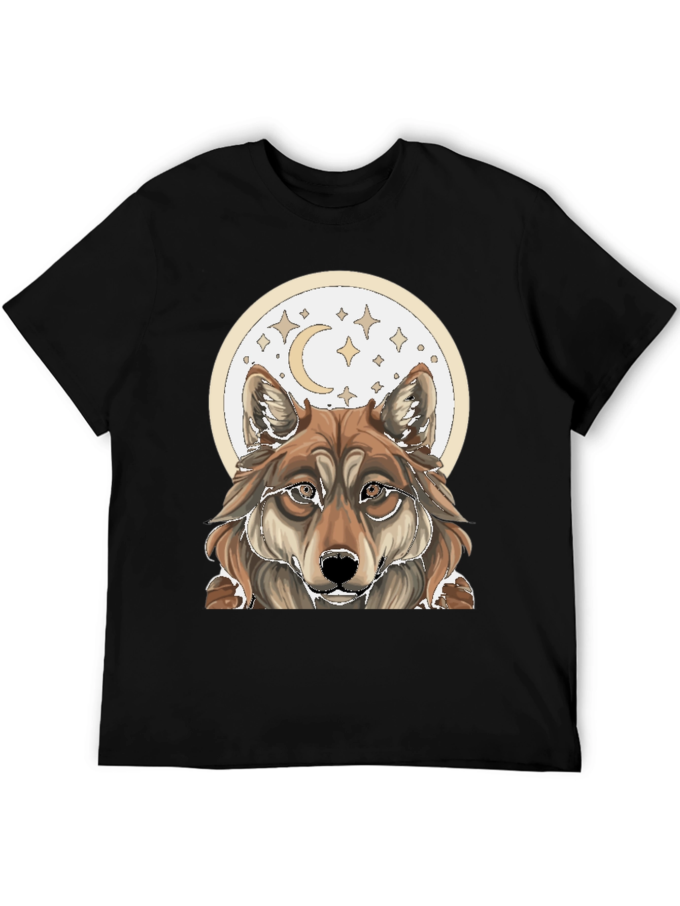 Wolf Moon Graphic Tee - Black Cotton T-Shirt