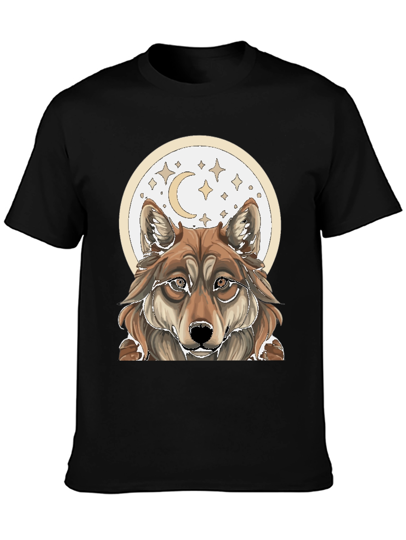 Wolf Moon Graphic Tee - Black Cotton T-Shirt