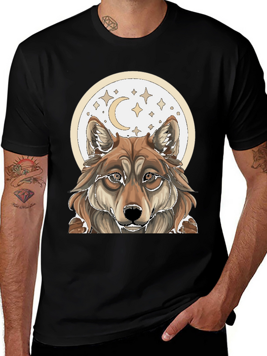 Wolf Moon Graphic Tee - Black Cotton T-Shirt