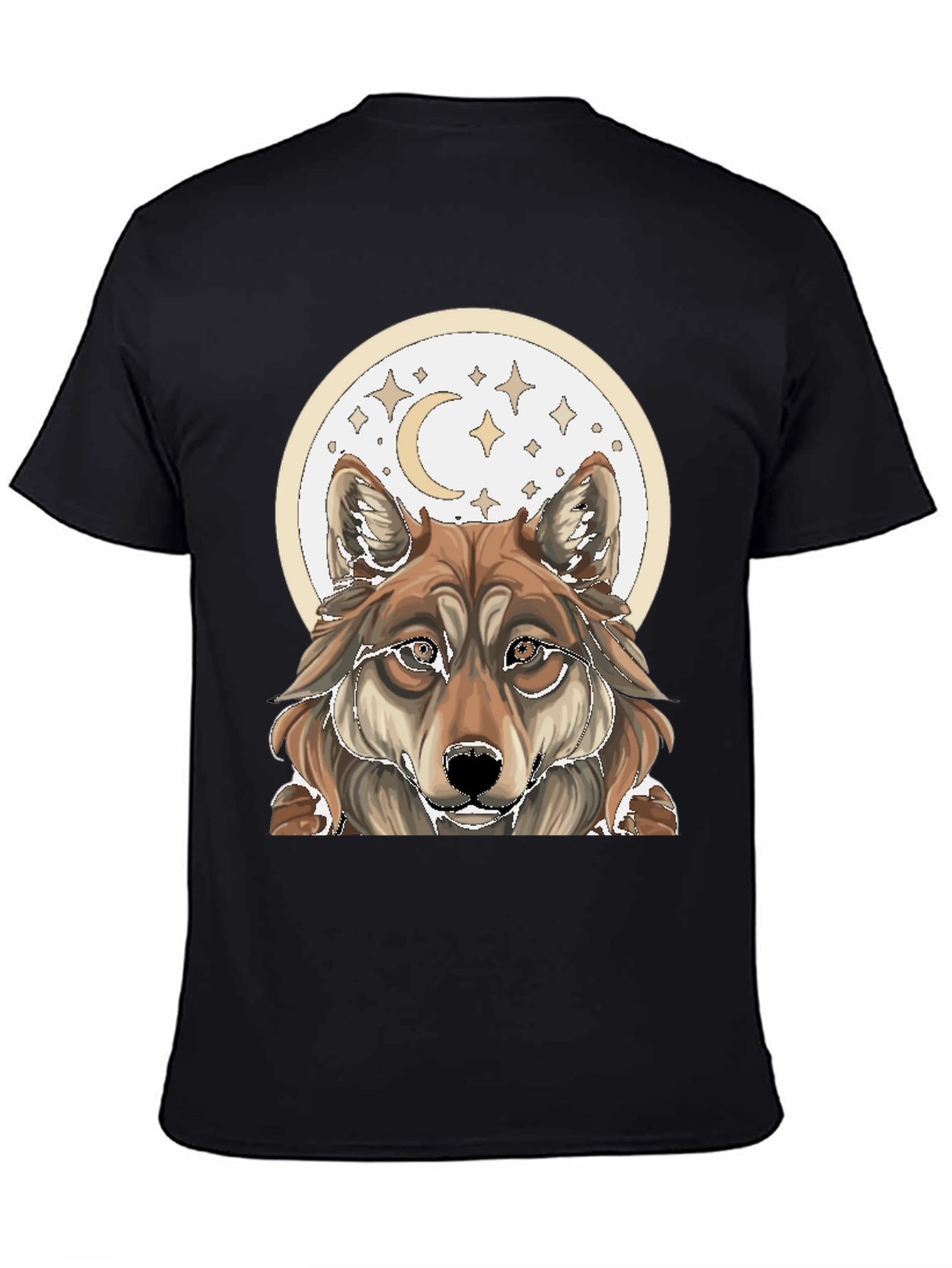 Wolf Moon Graphic Tee - Black Cotton T-Shirt