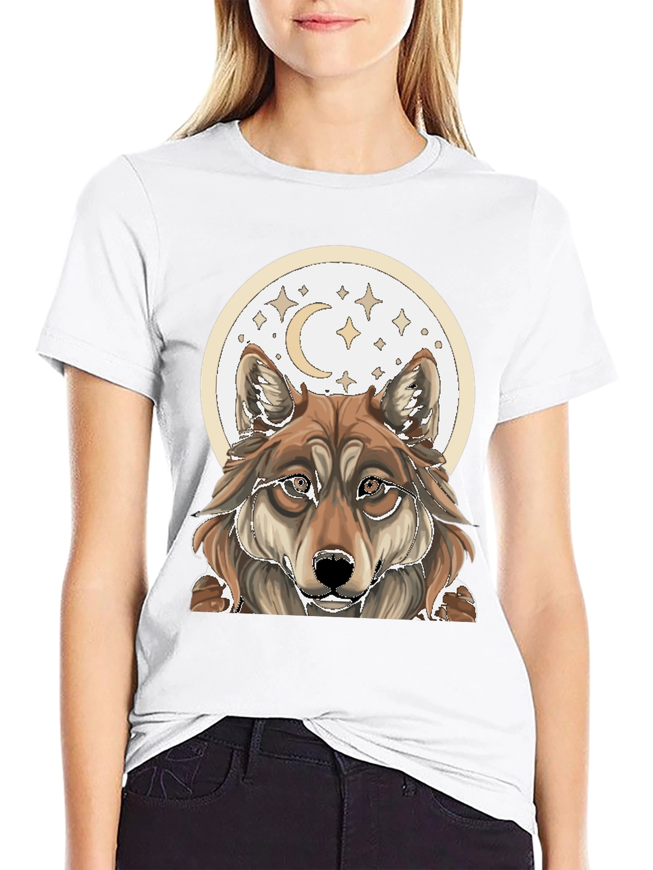 Wolf Moon Graphic Tee - Black Cotton T-Shirt