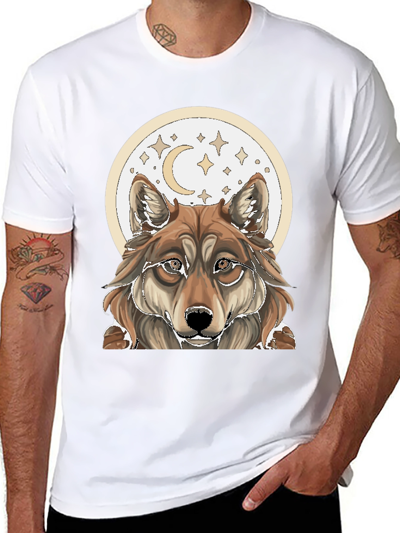 Wolf Moon Graphic Tee - Black Cotton T-Shirt