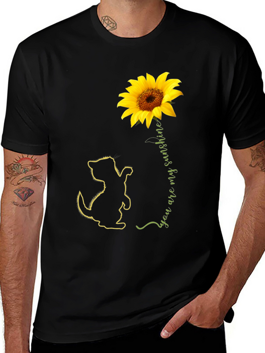 Cat & Sunflower Graphic Tee - You are my Sunshine