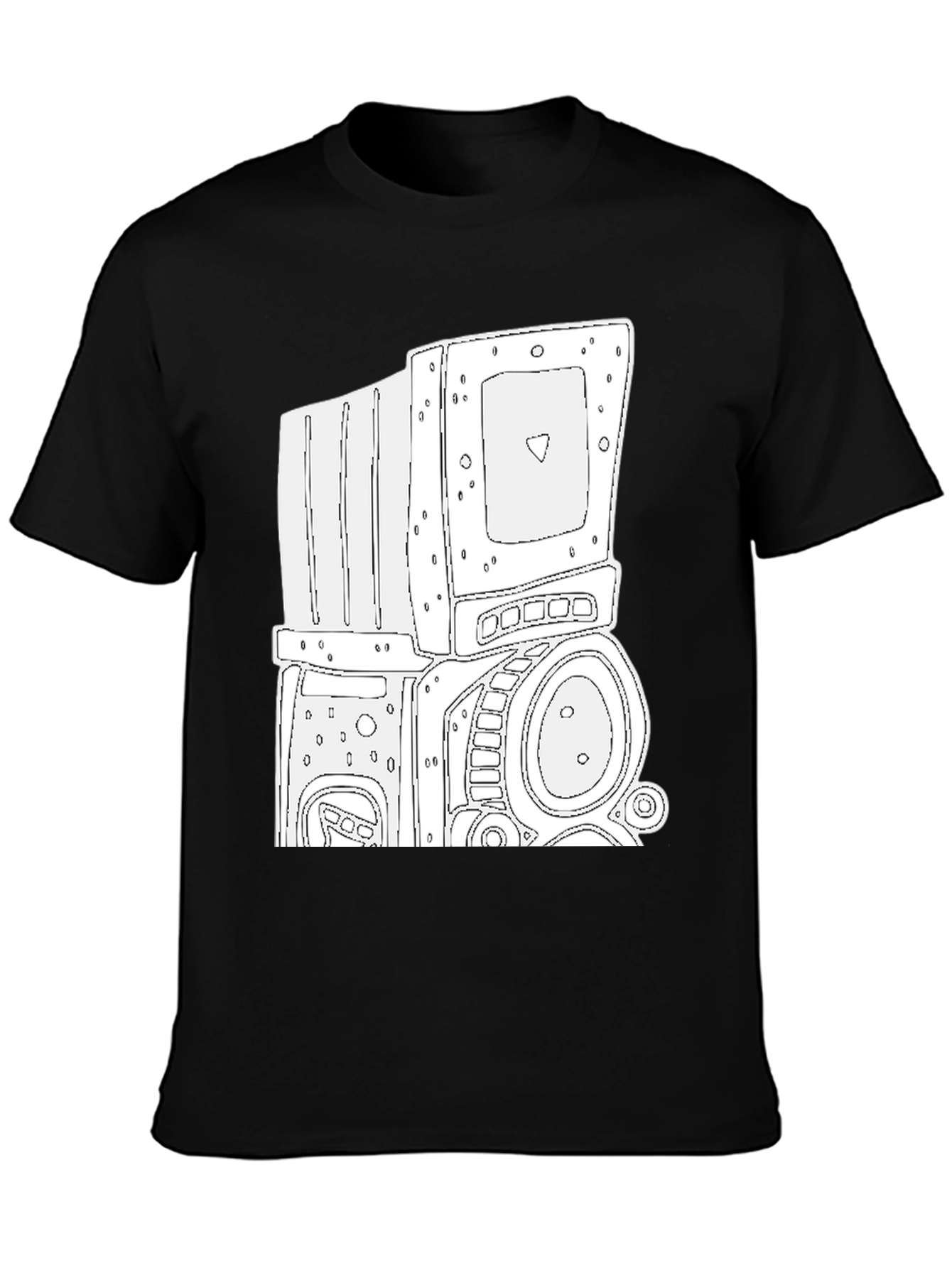 Retro Robot Graphic Tee - Cool Black T-Shirt