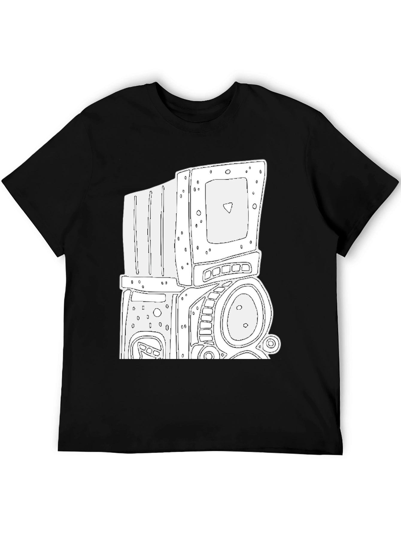 Retro Robot Graphic Tee - Cool Black T-Shirt